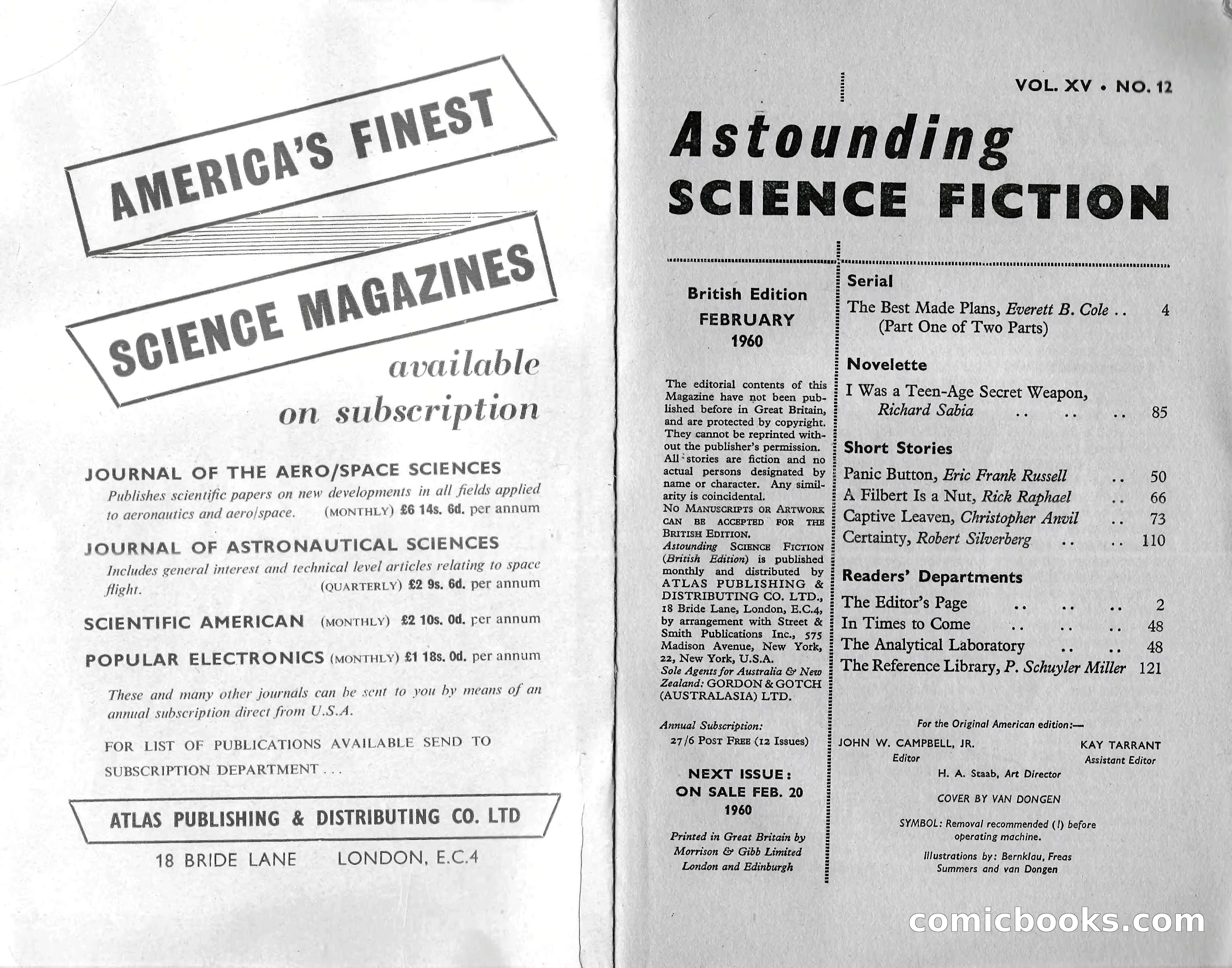 Astounding Science Fiction, February 1960 (British Edition) — page 2 of 67
