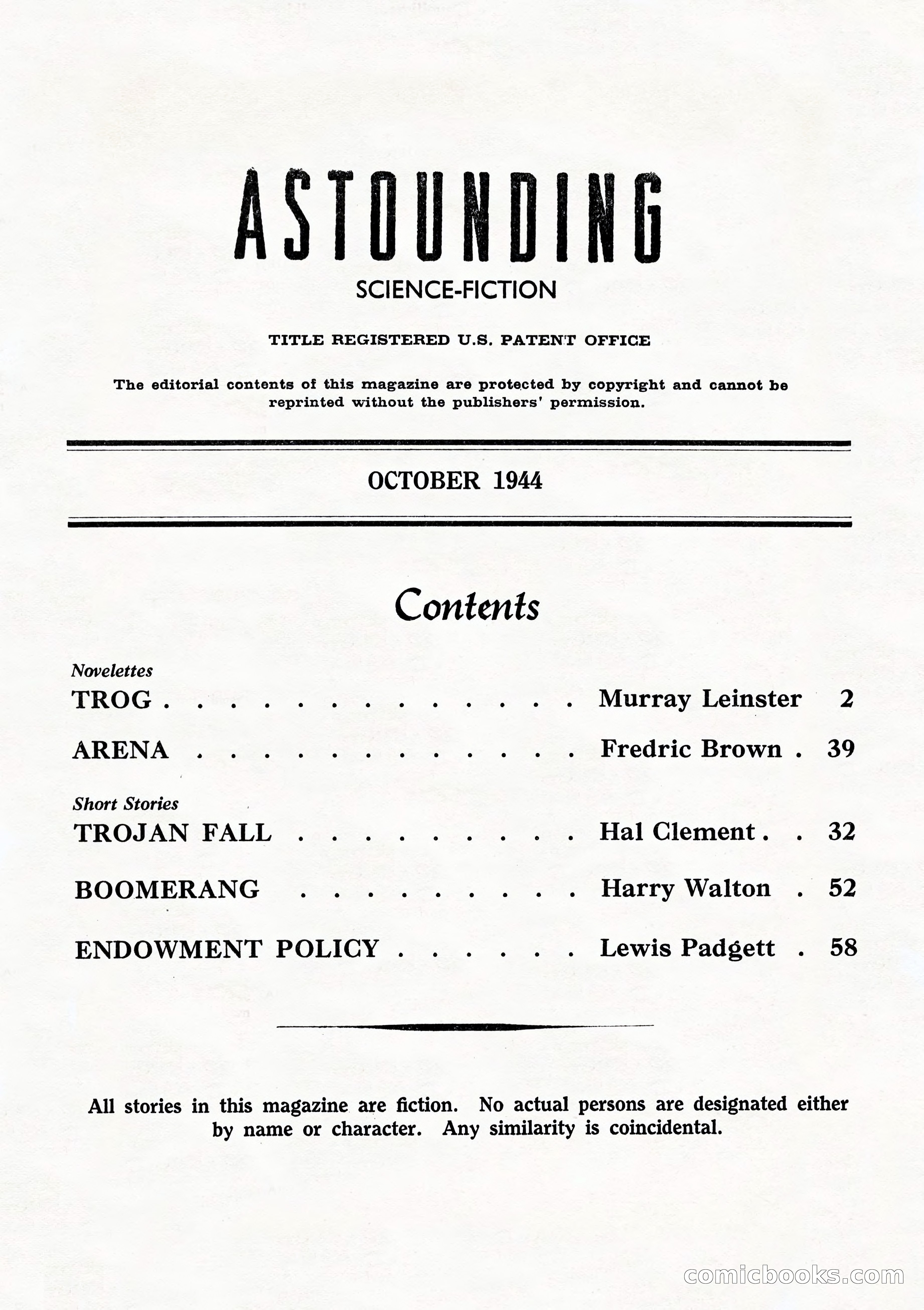 Astounding Science Fiction, British Edition (October 1944) — page 3 of 68