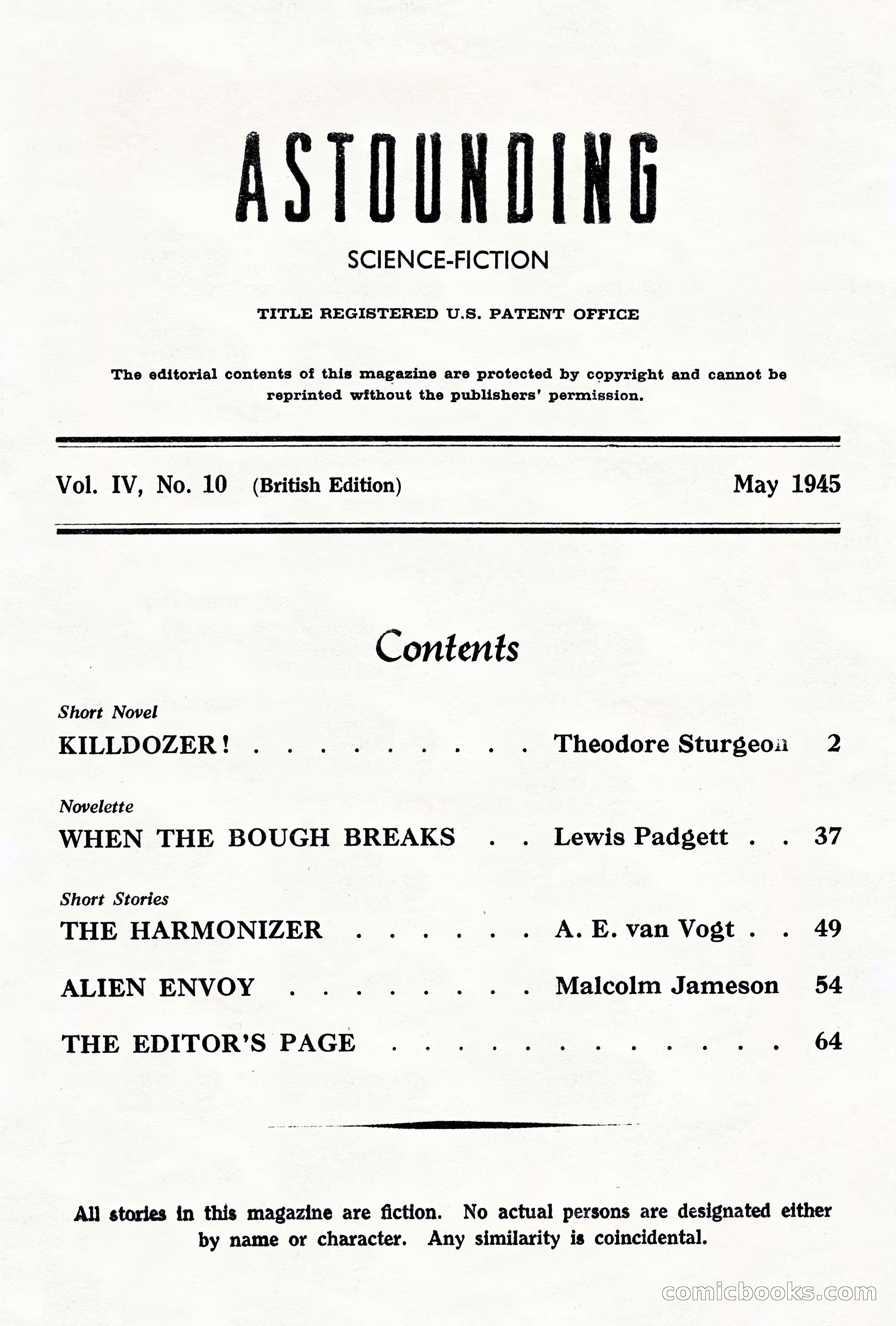 Astounding Science Fiction, British Edition, May 1945 — page 3 of 68