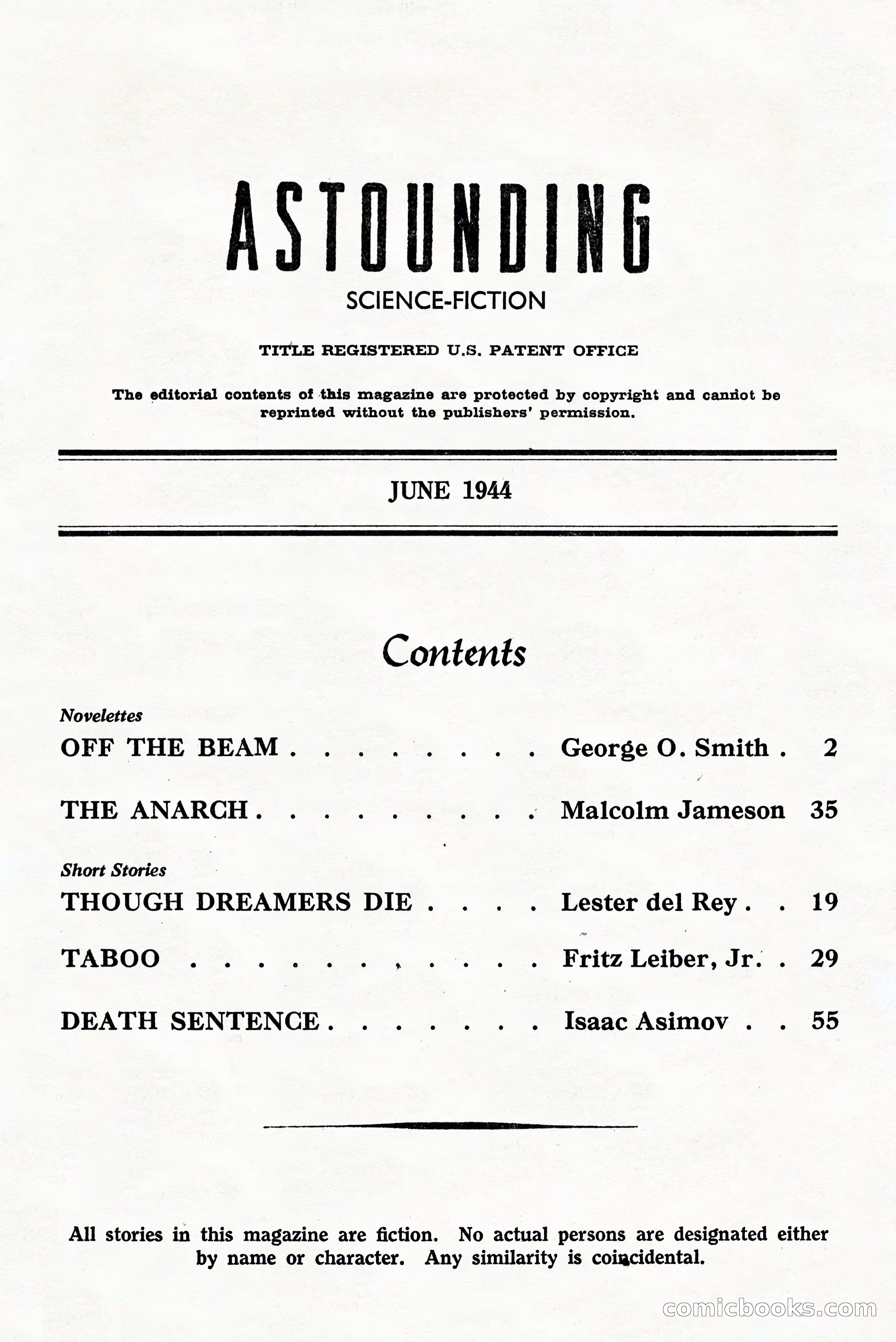 Astounding Science Fiction, June 1944 (British Edition) — page 3 of 68