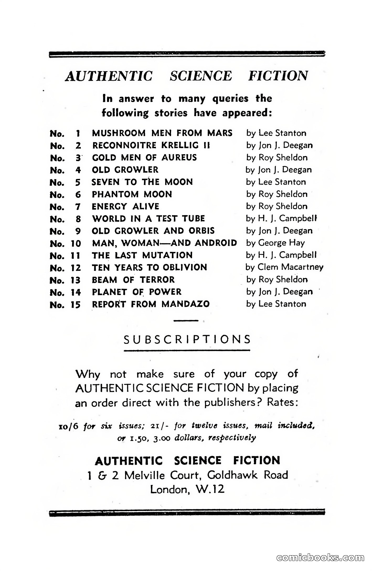 Authentic Science Fiction, December 1951 — page 114 of 116