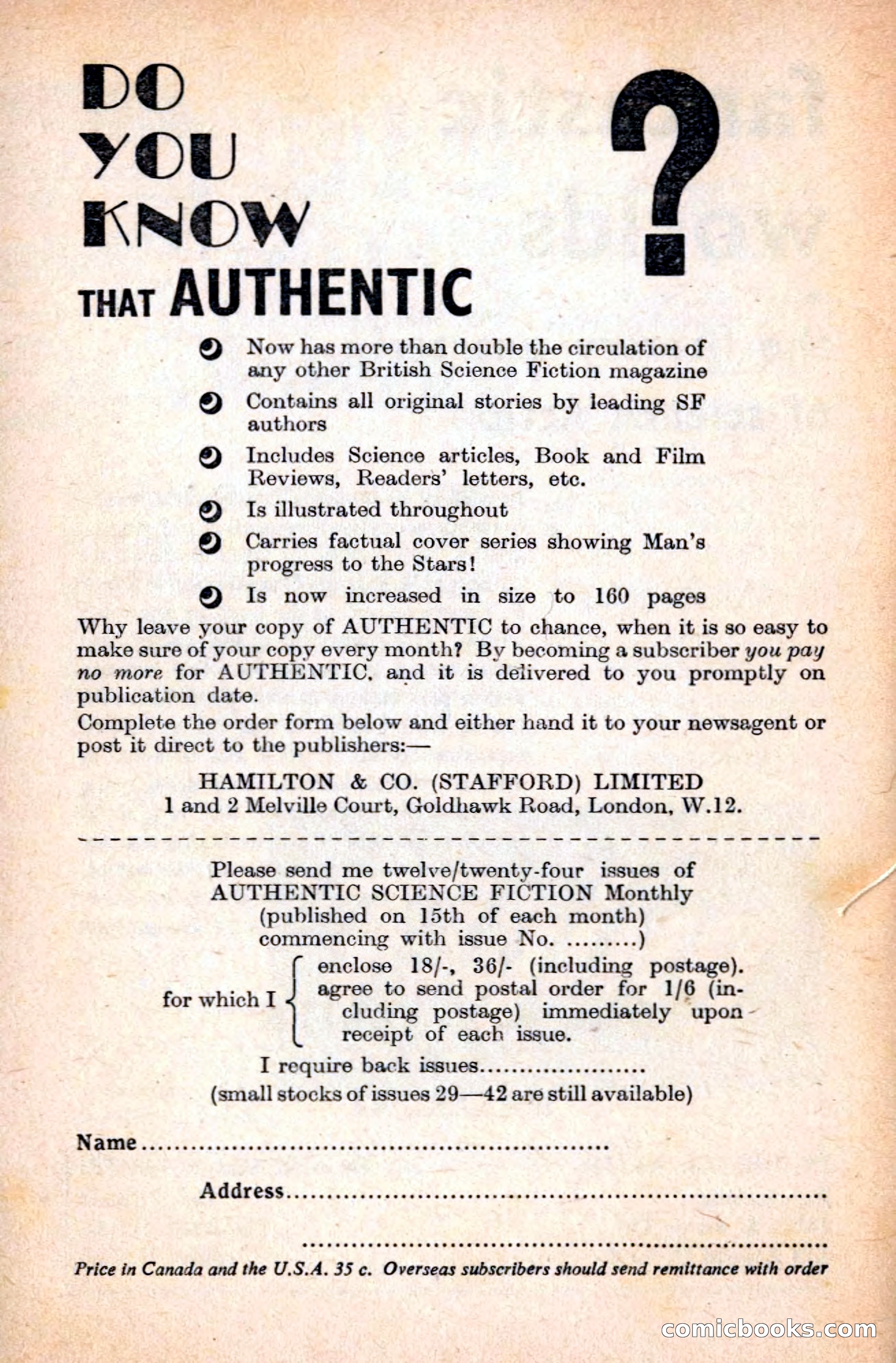 Authentic Science Fiction Monthly No. 43 — page 162 of 162