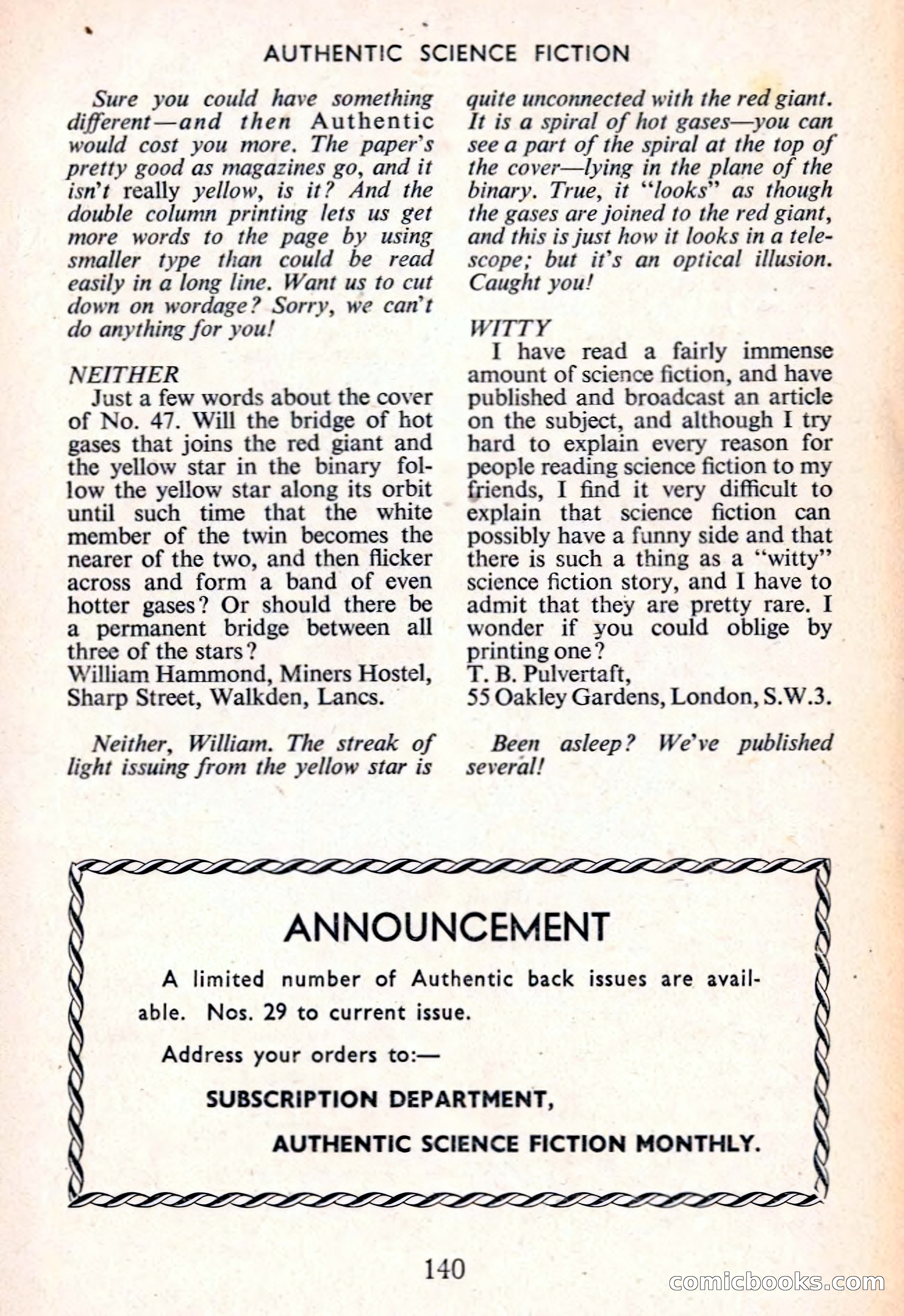 Authentic Science Fiction Monthly No. 50 — page 141 of 146