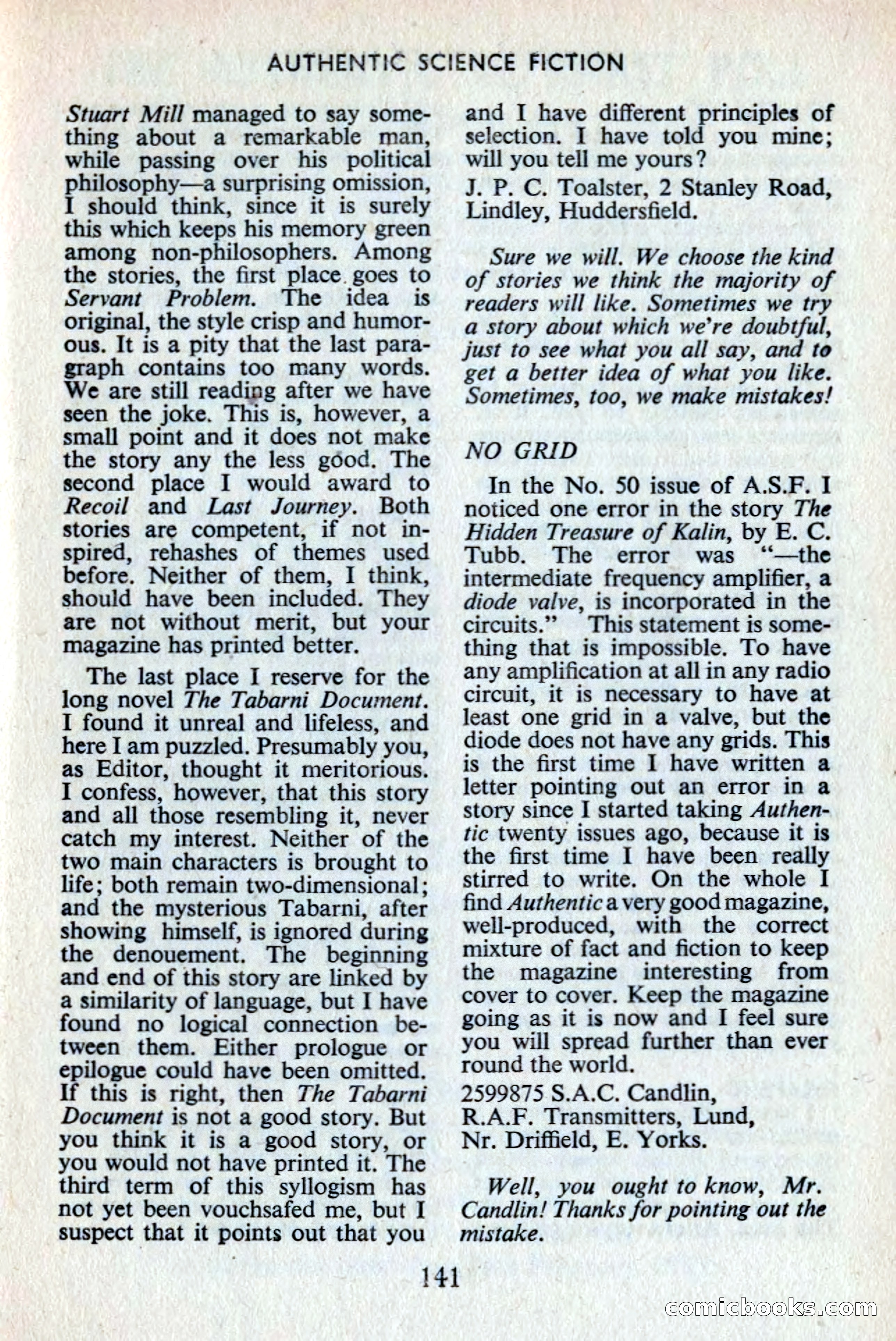 Authentic Science Fiction Monthly No. 53 — page 142 of 146