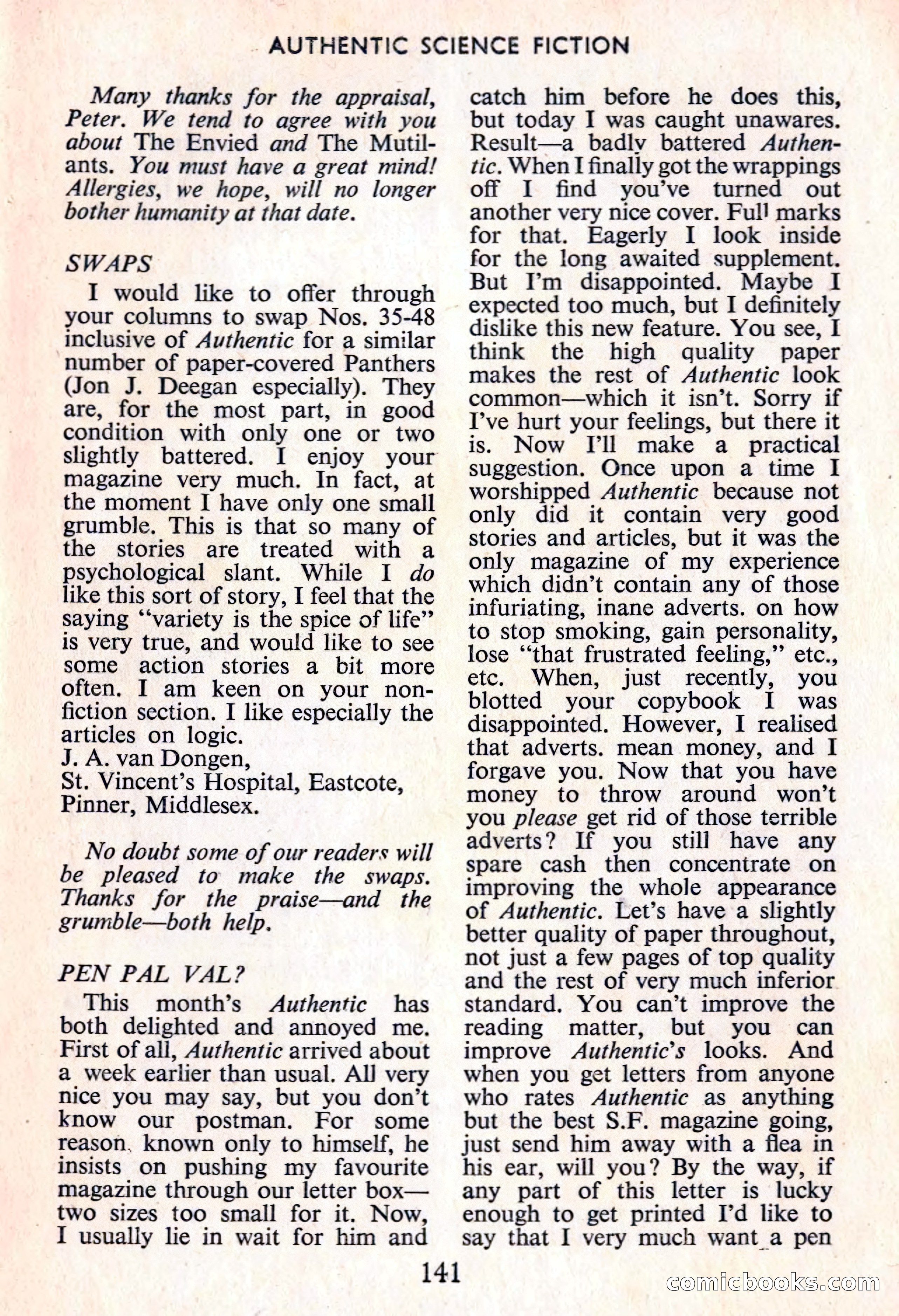 Authentic Science Fiction Monthly, No. 56 — page 142 of 146