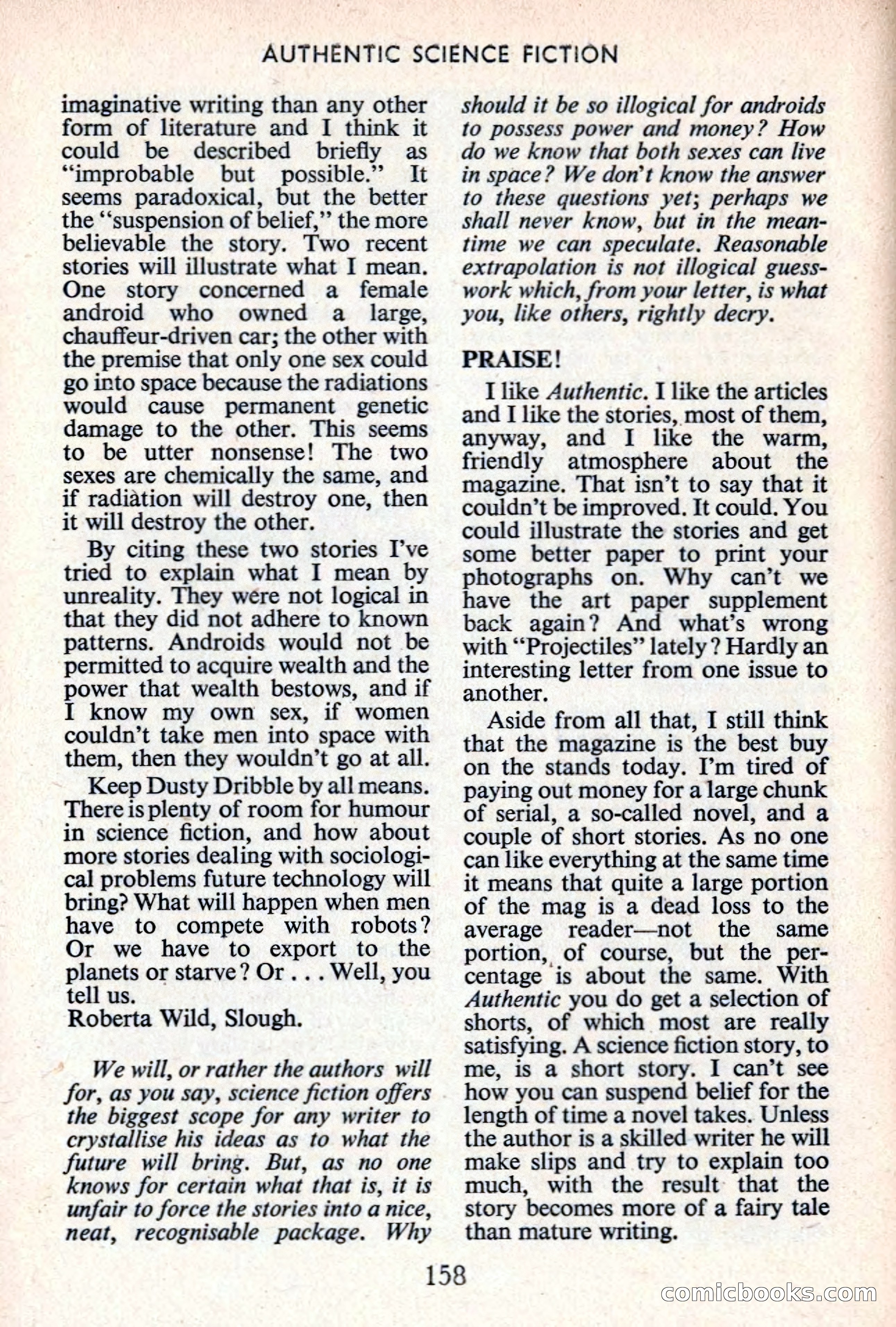 Authentic Science Fiction Monthly, No. 67 — page 159 of 162
