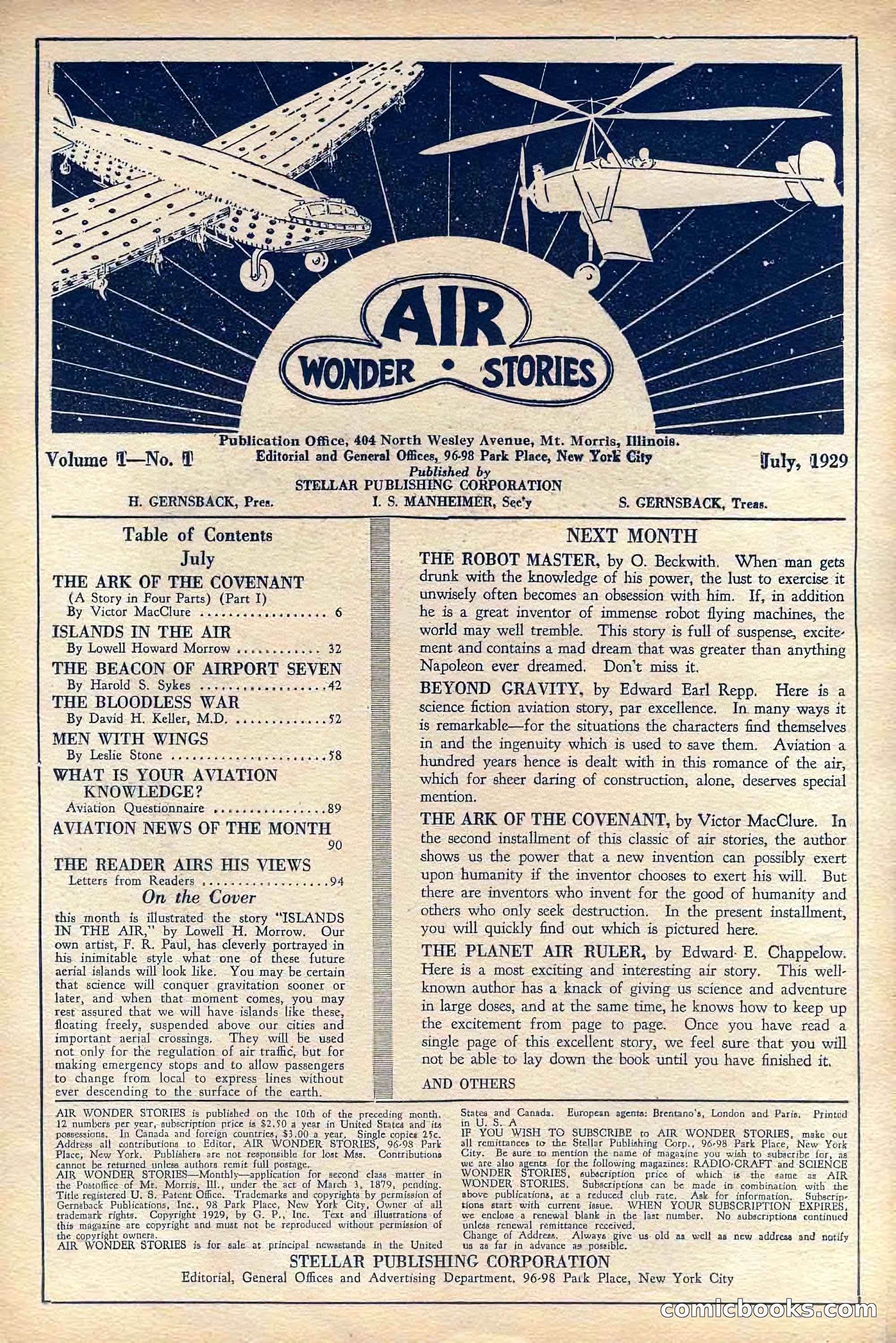 Air Wonder Stories, July 1929 — page 4 of 100