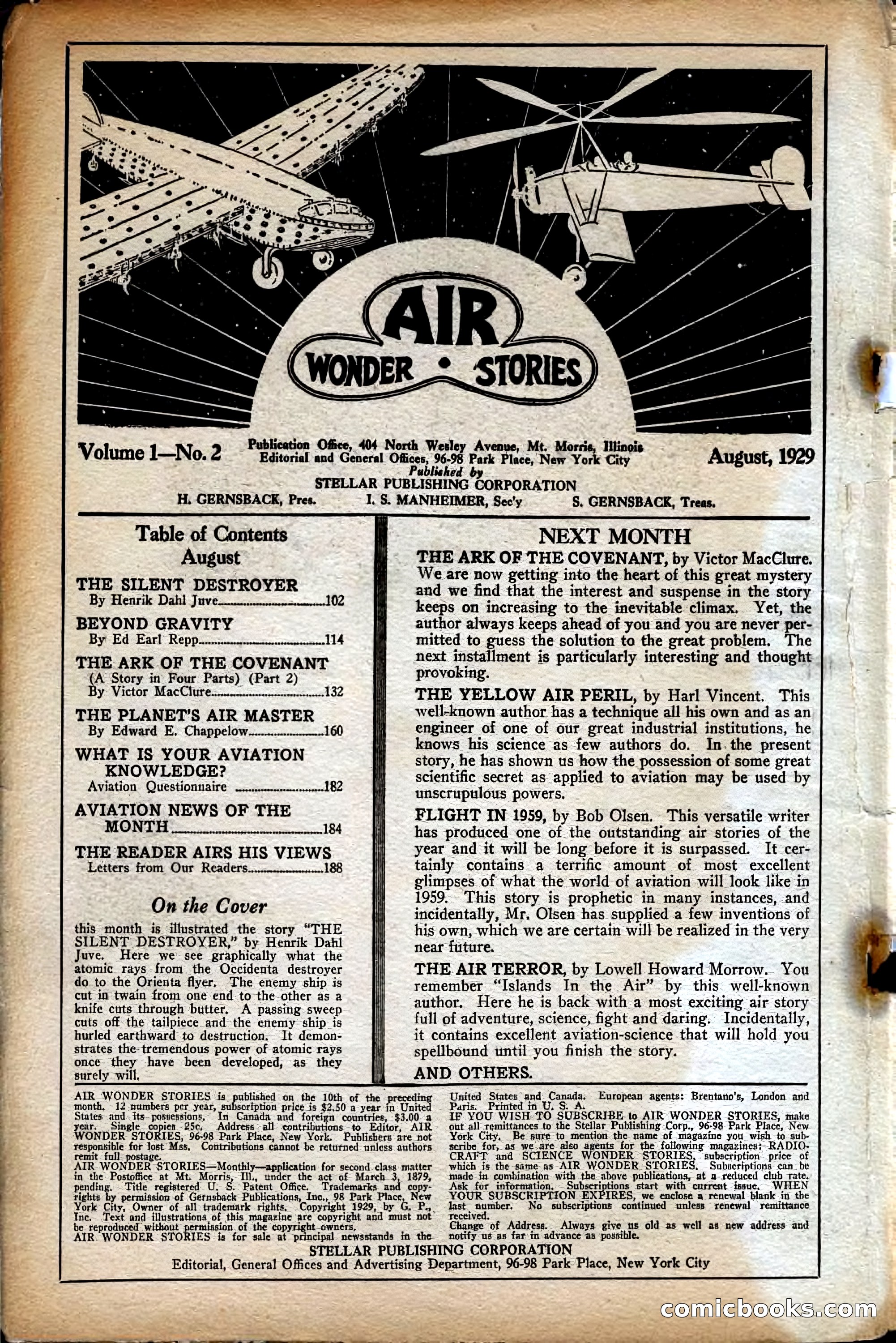 Air Wonder Stories, August 1929 — page 4 of 95