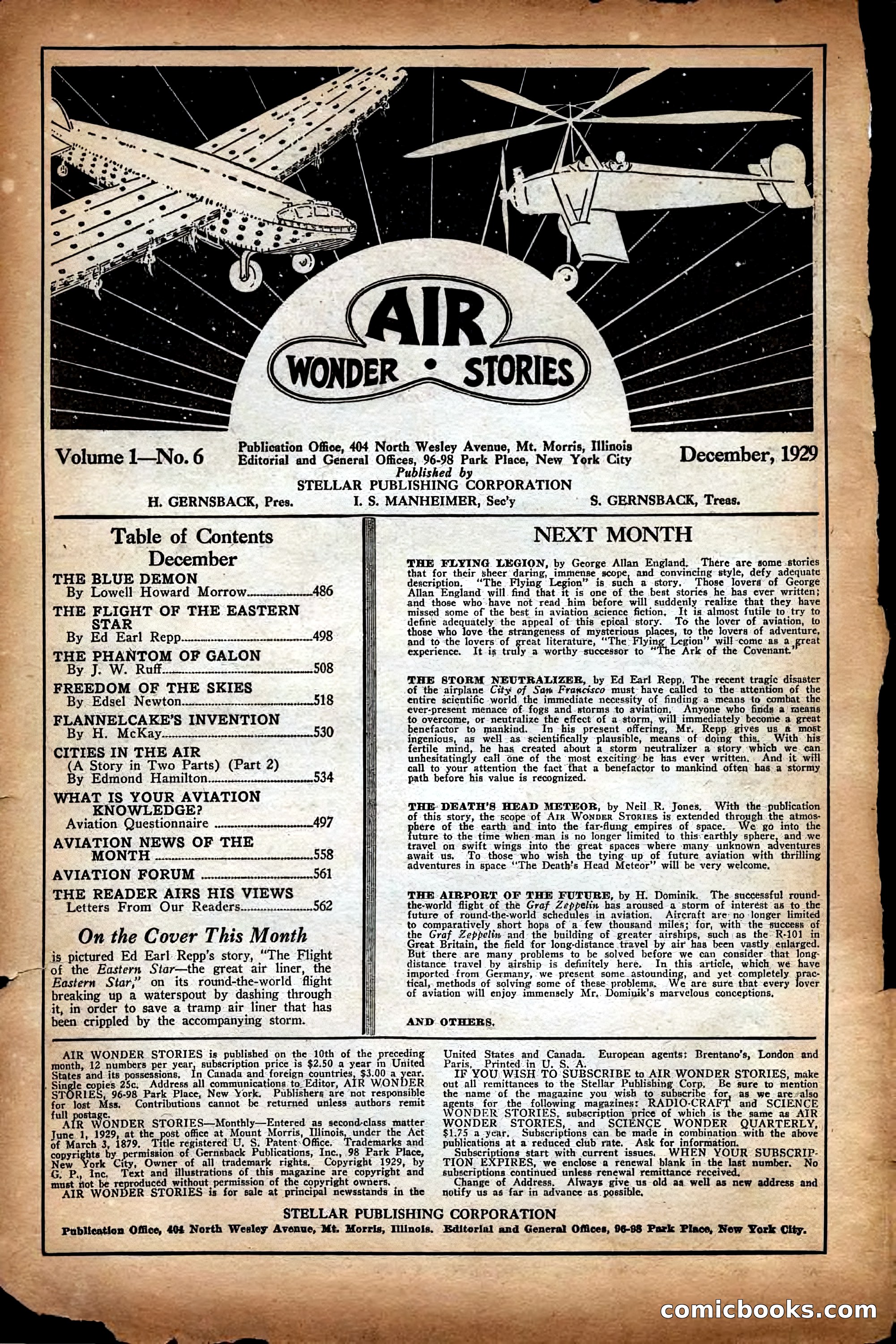 Air Wonder Stories, December 1929 — page 4 of 97