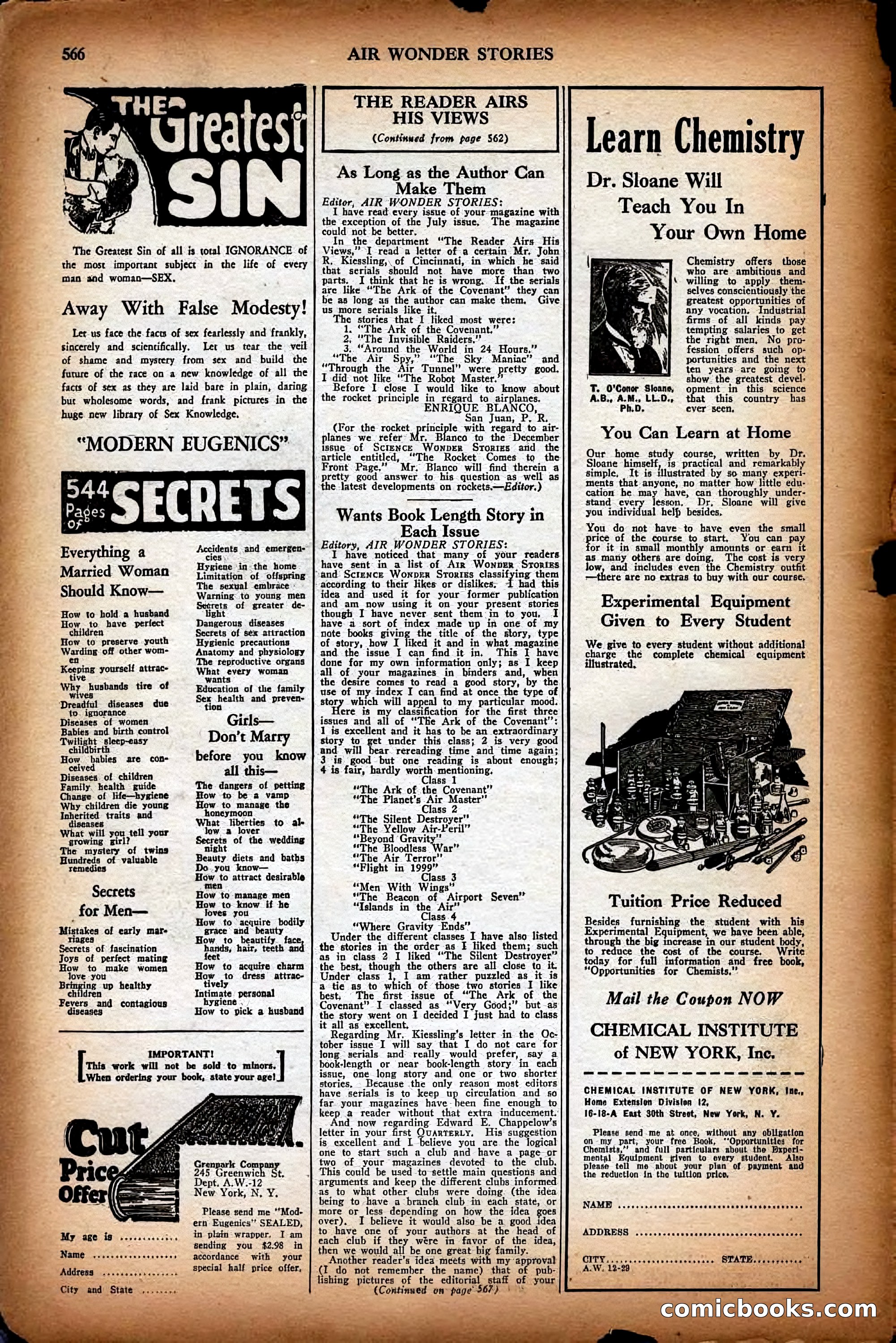 Air Wonder Stories, December 1929 — page 88 of 97