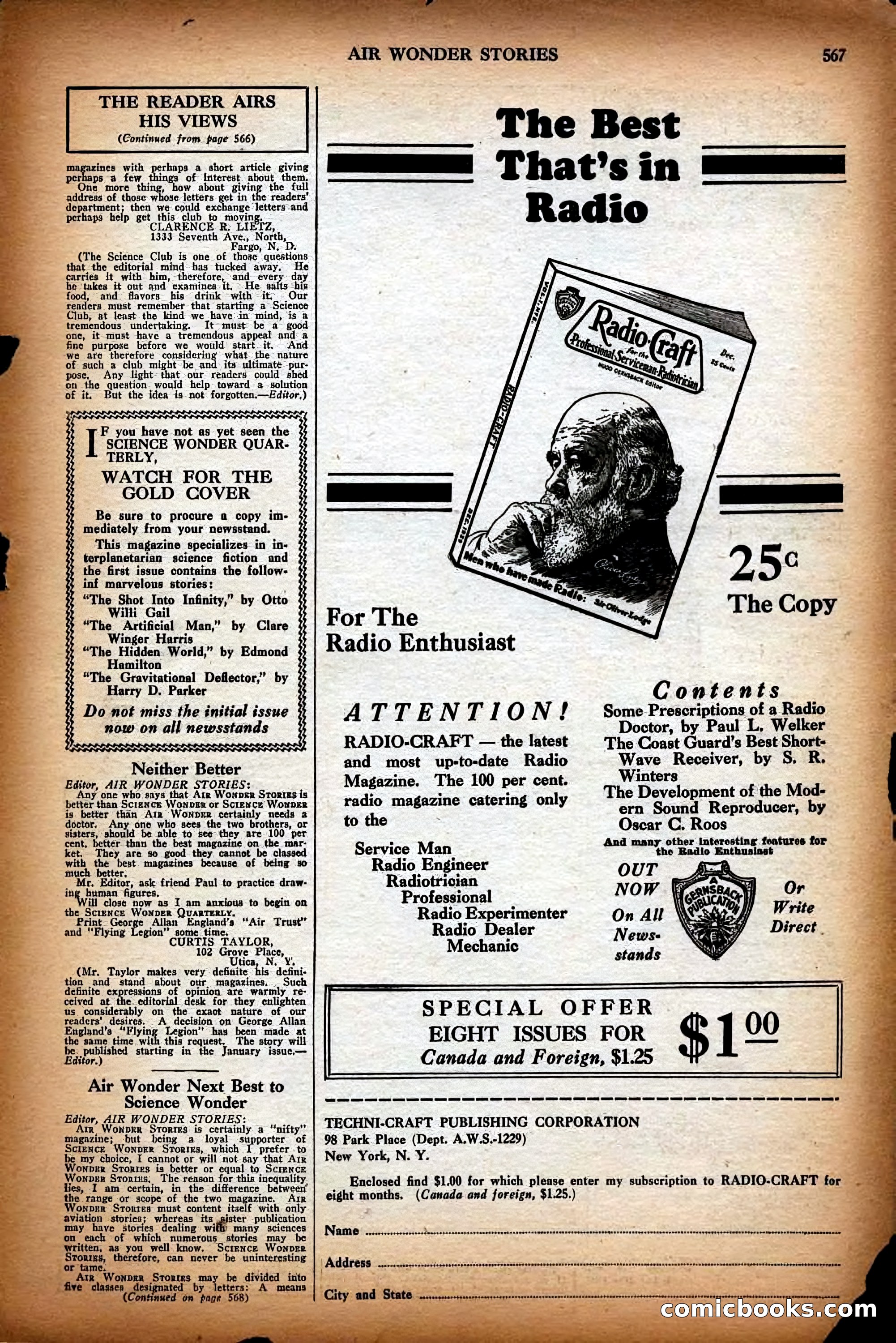 Air Wonder Stories, December 1929 — page 89 of 97