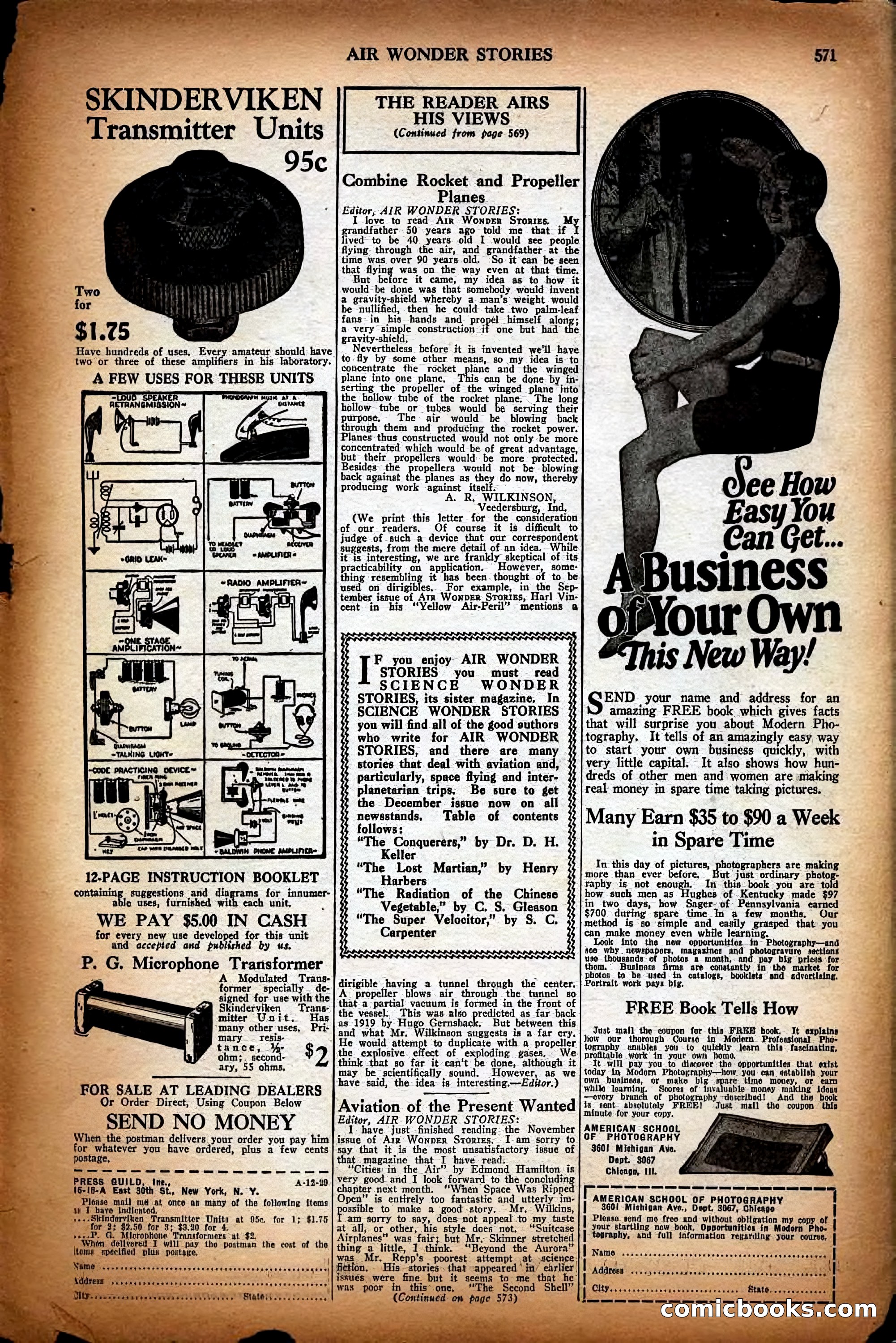 Air Wonder Stories, December 1929 — page 93 of 97