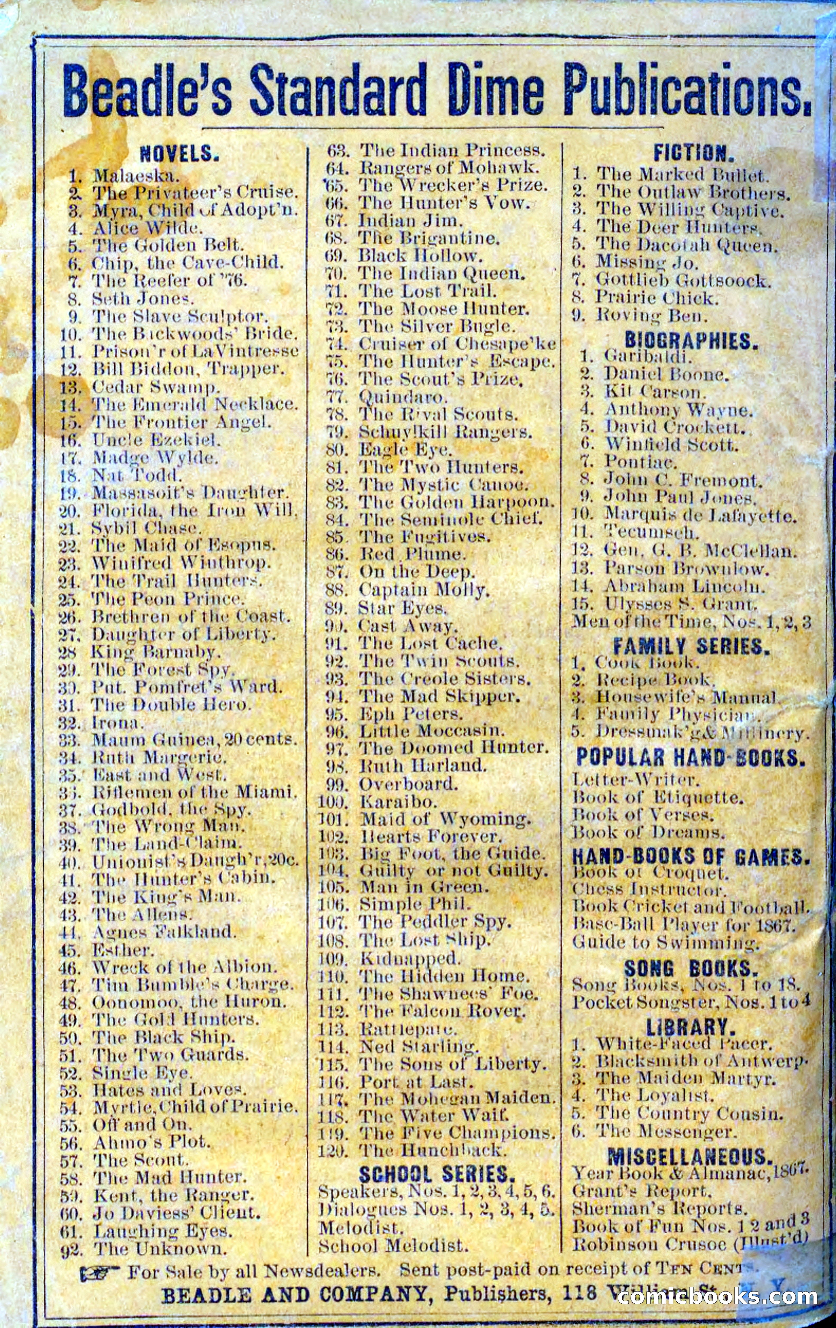 Beadle's Dime Novels No. 120: The Hunchback — page 100 of 100