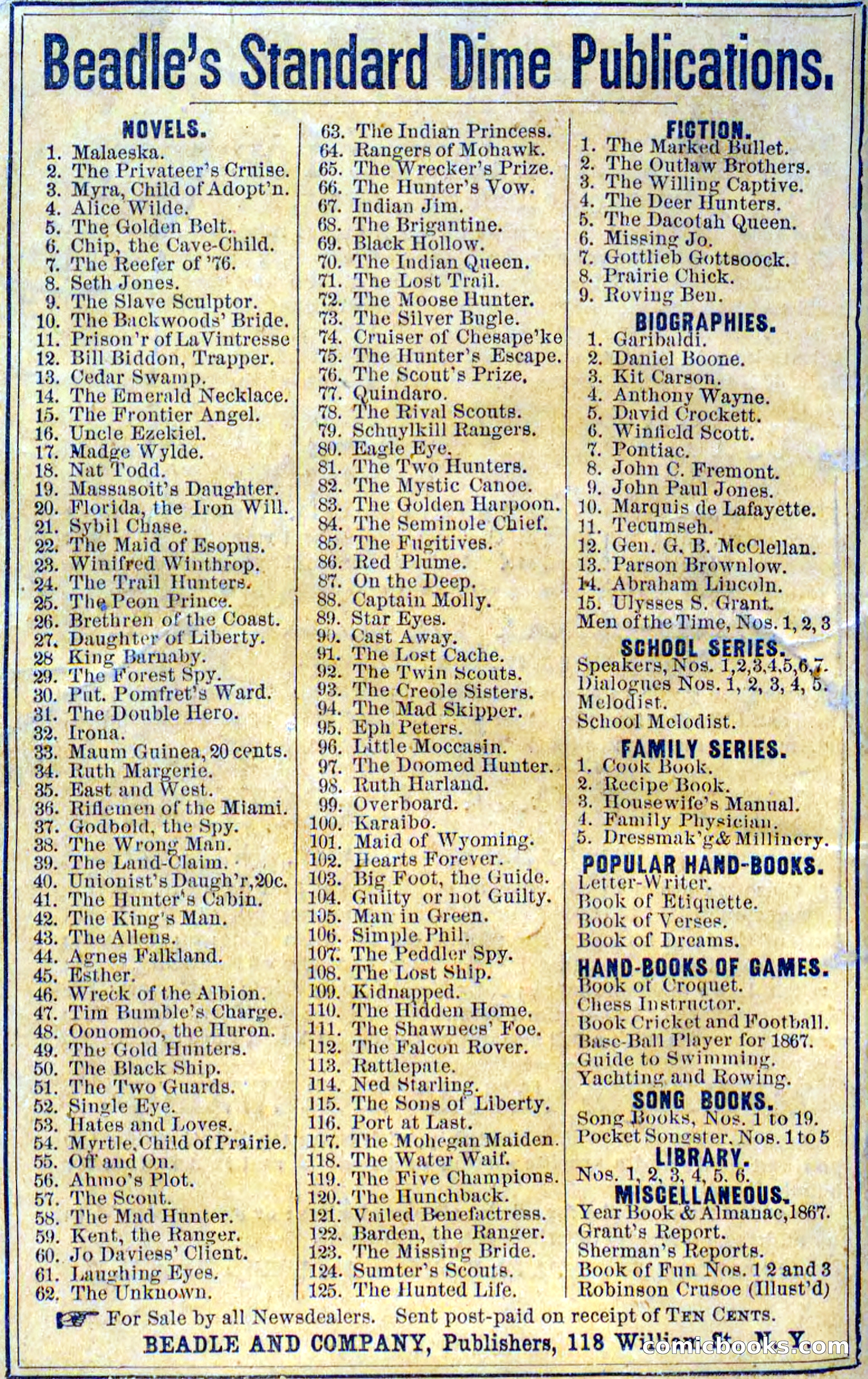 Beadle's Dime Novels No. 126: Old Jupe — page 100 of 100