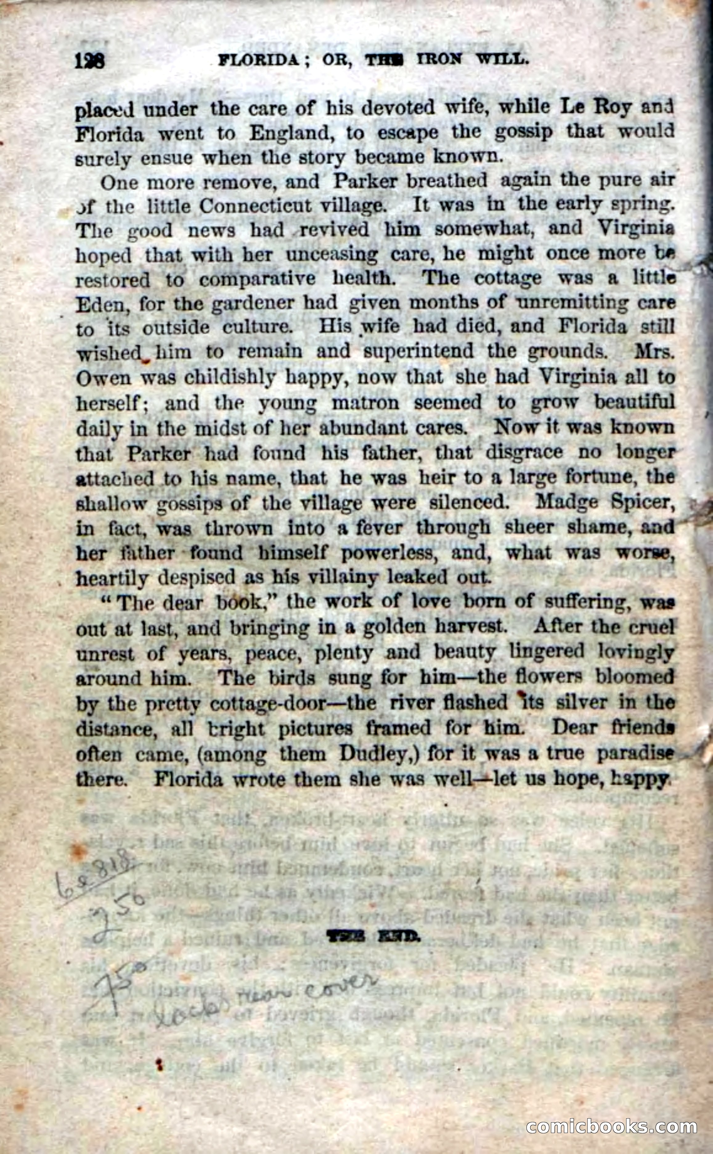 Beadle's Dime Novels No. 20: Florida; or, The Iron Will — page 130 of 130