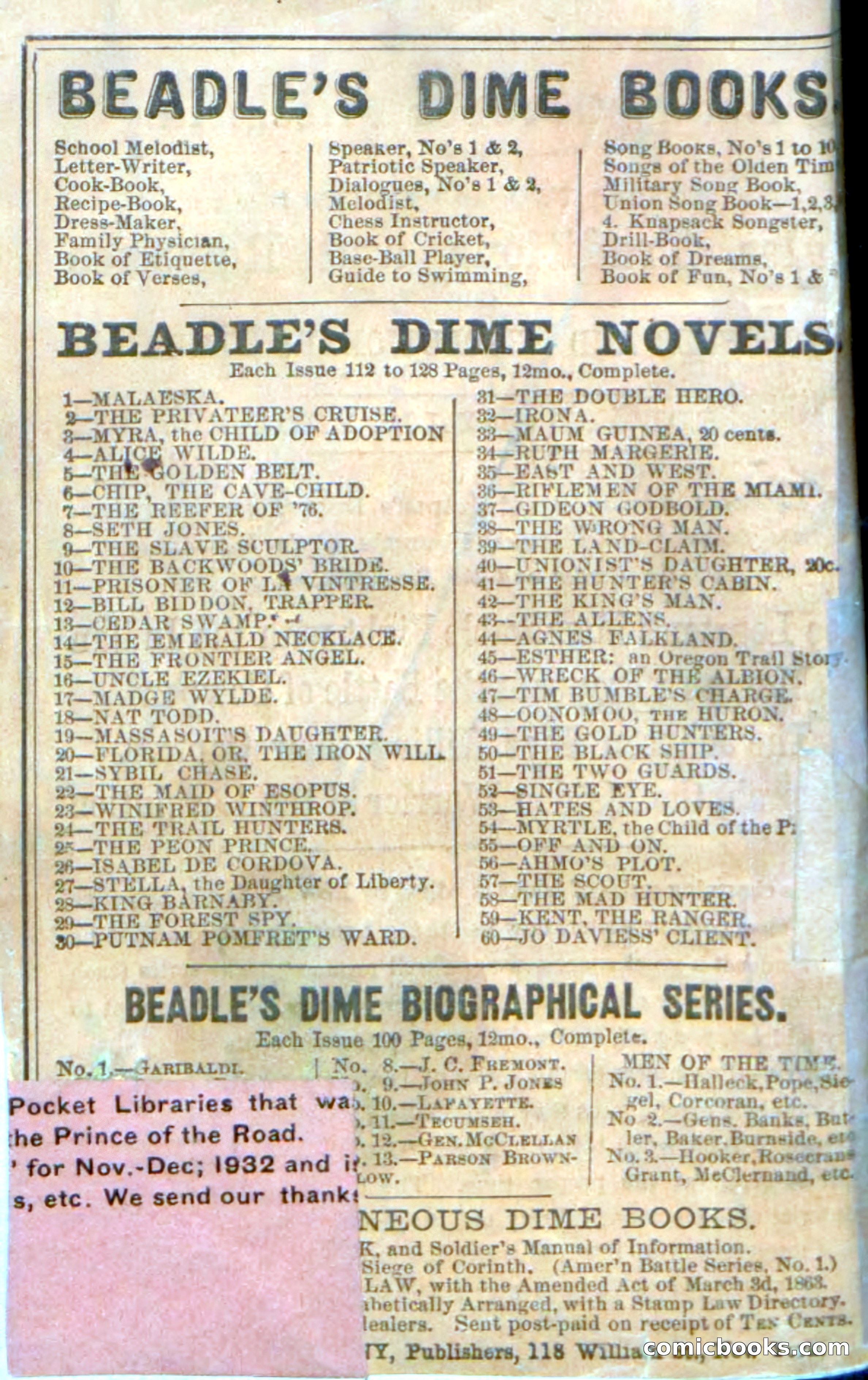 Beadle's Dime Novels No. 38: The Wrong Man — page 120 of 120