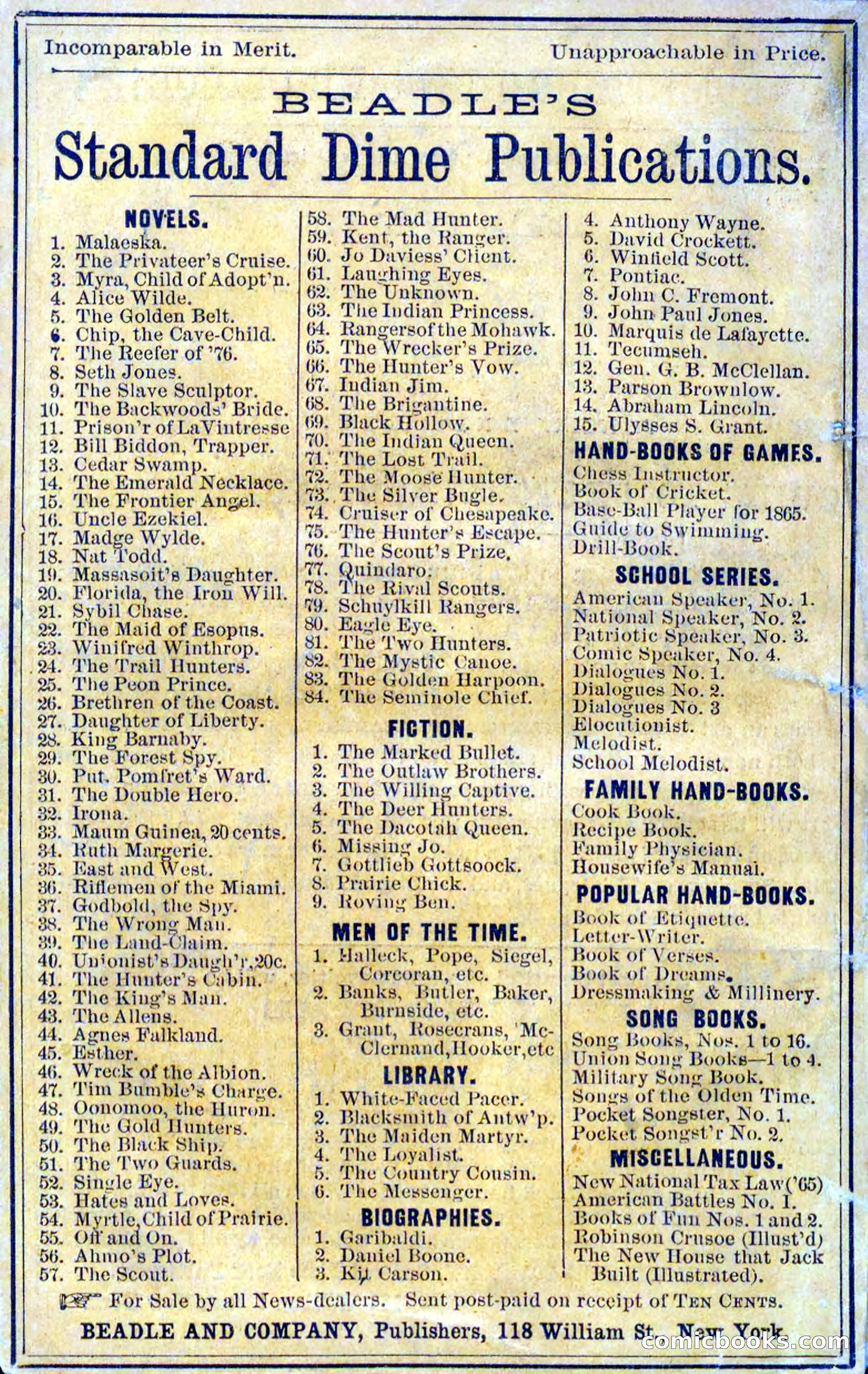 Beadle's Dime Novels No. 87: On the Deep — page 116 of 116
