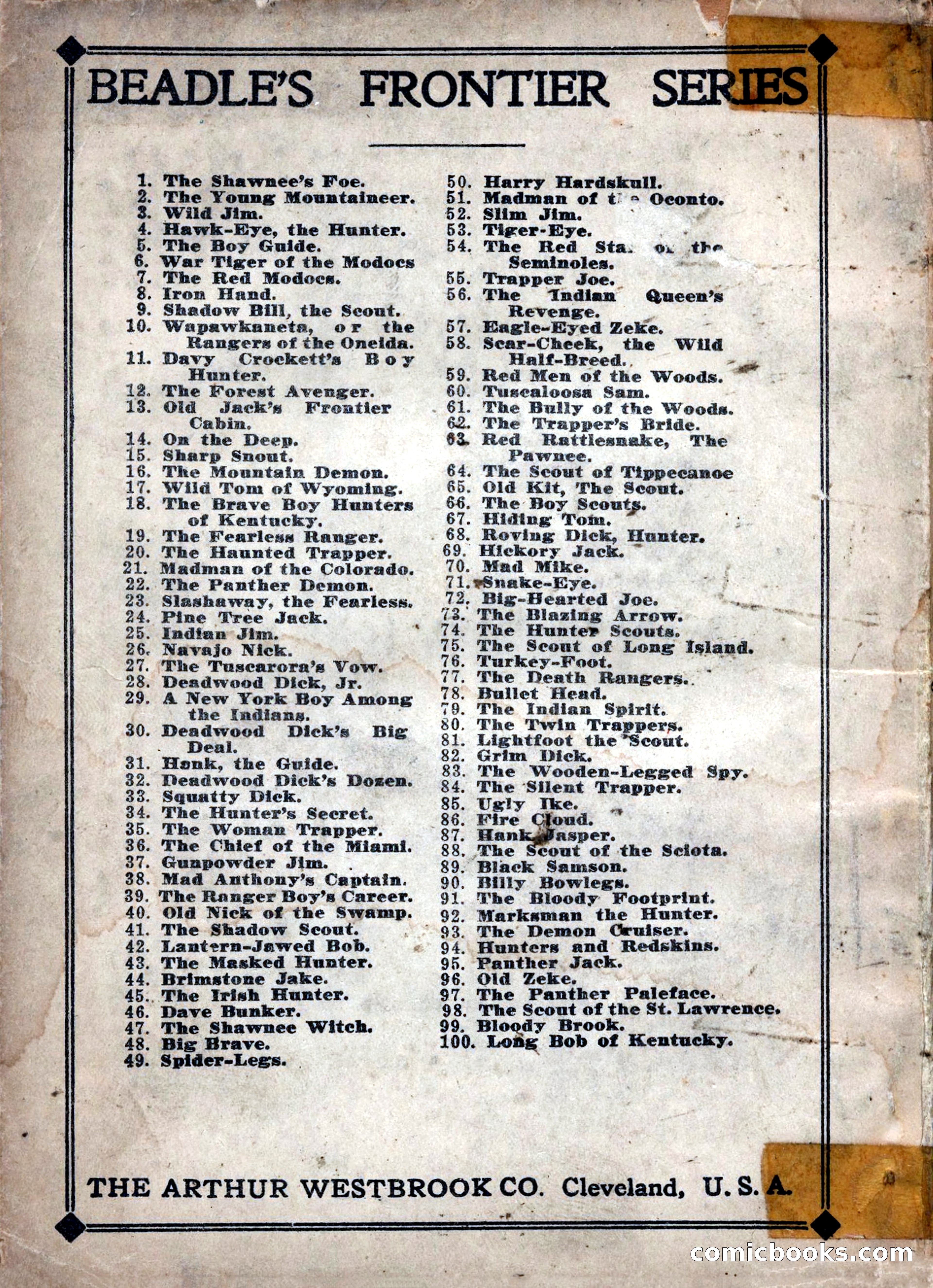 Beadle's Frontier Series #25: Indian Jim—A Tale of the Minnesota Massacre — page 100 of 100