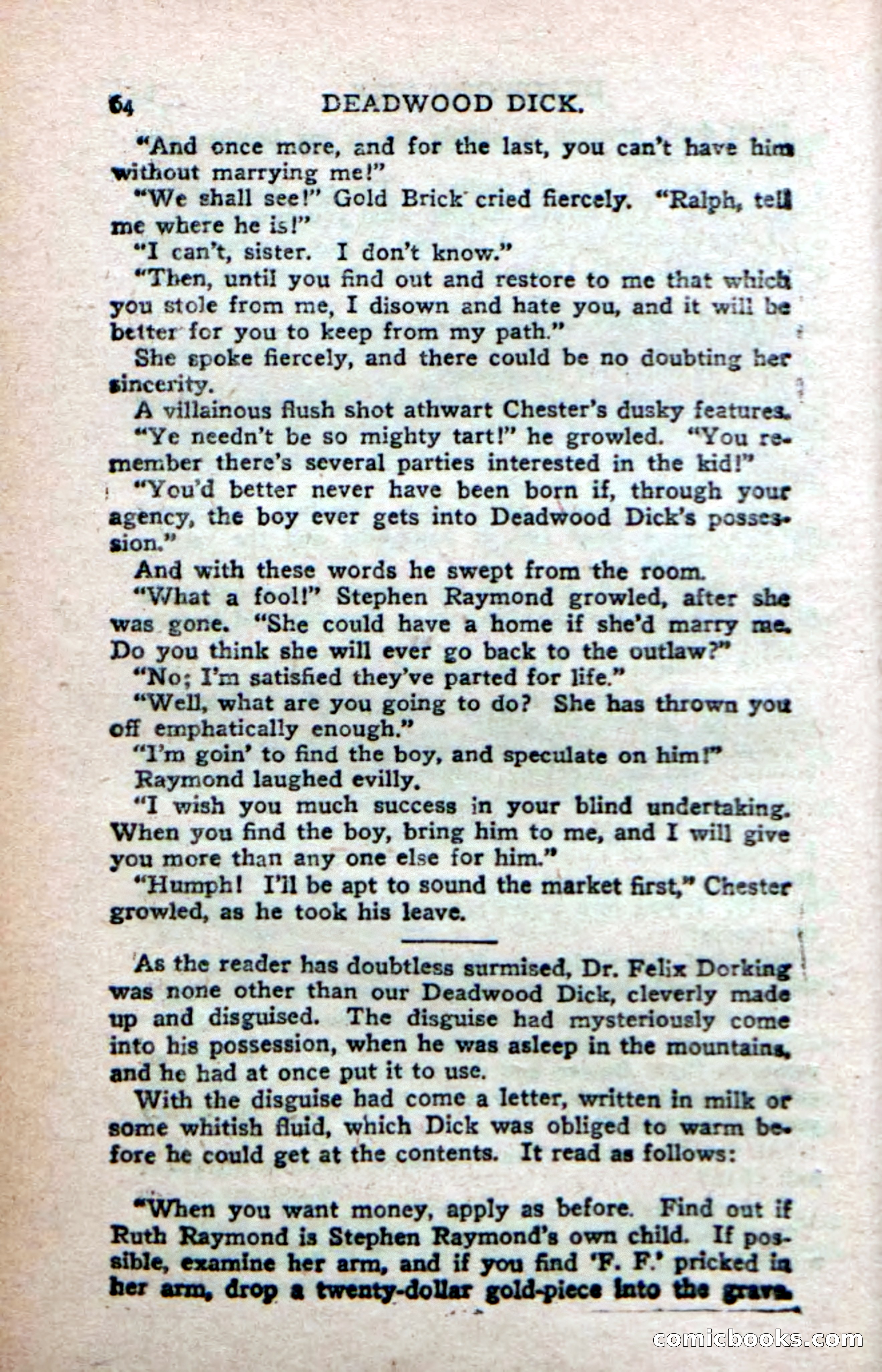 Deadwood Dick's Big Deal; or, The Gold Brick of Oregon — page 62 of 100
