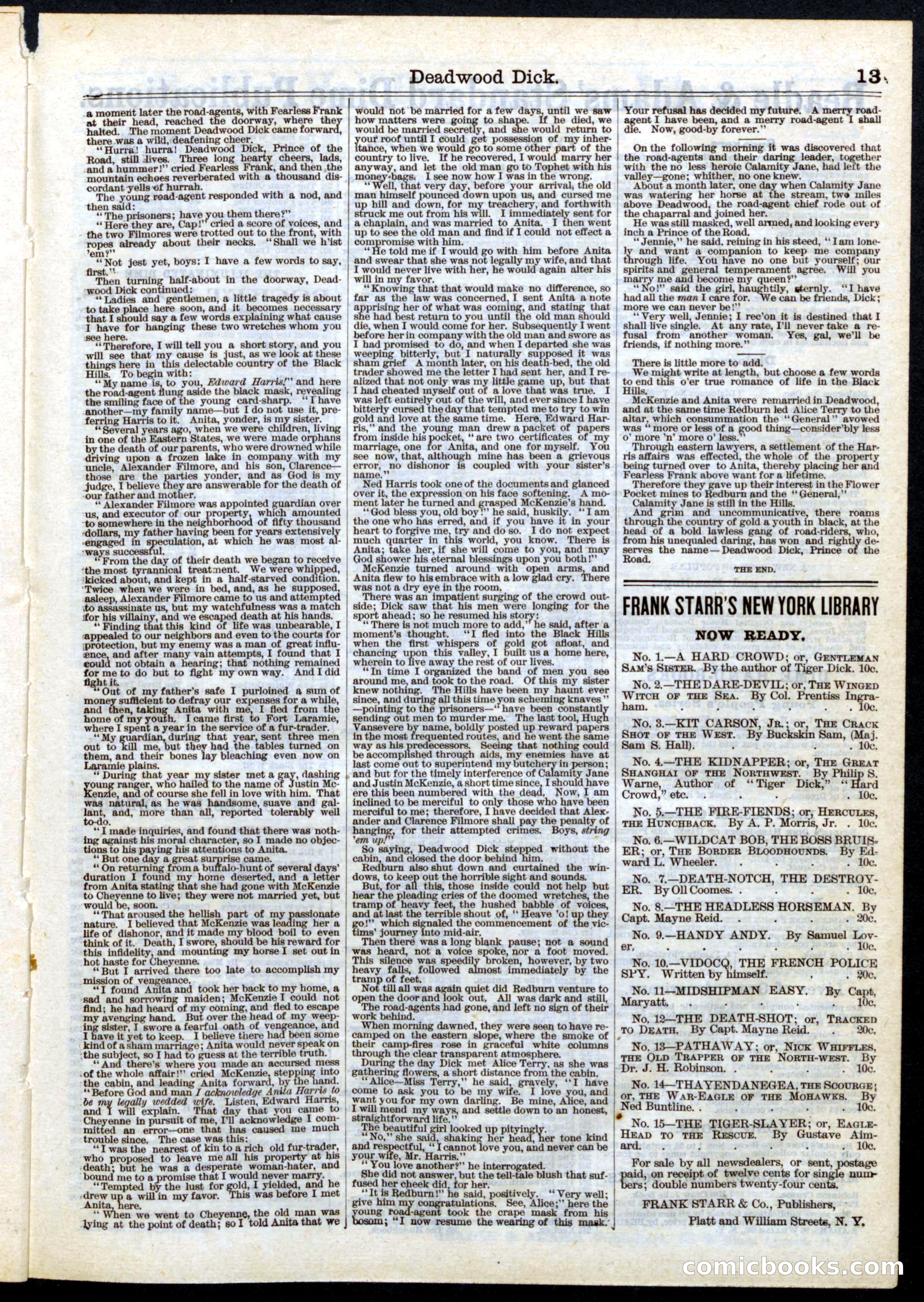 Beadle's Half Dime Library, No. 1 — page 13 of 16