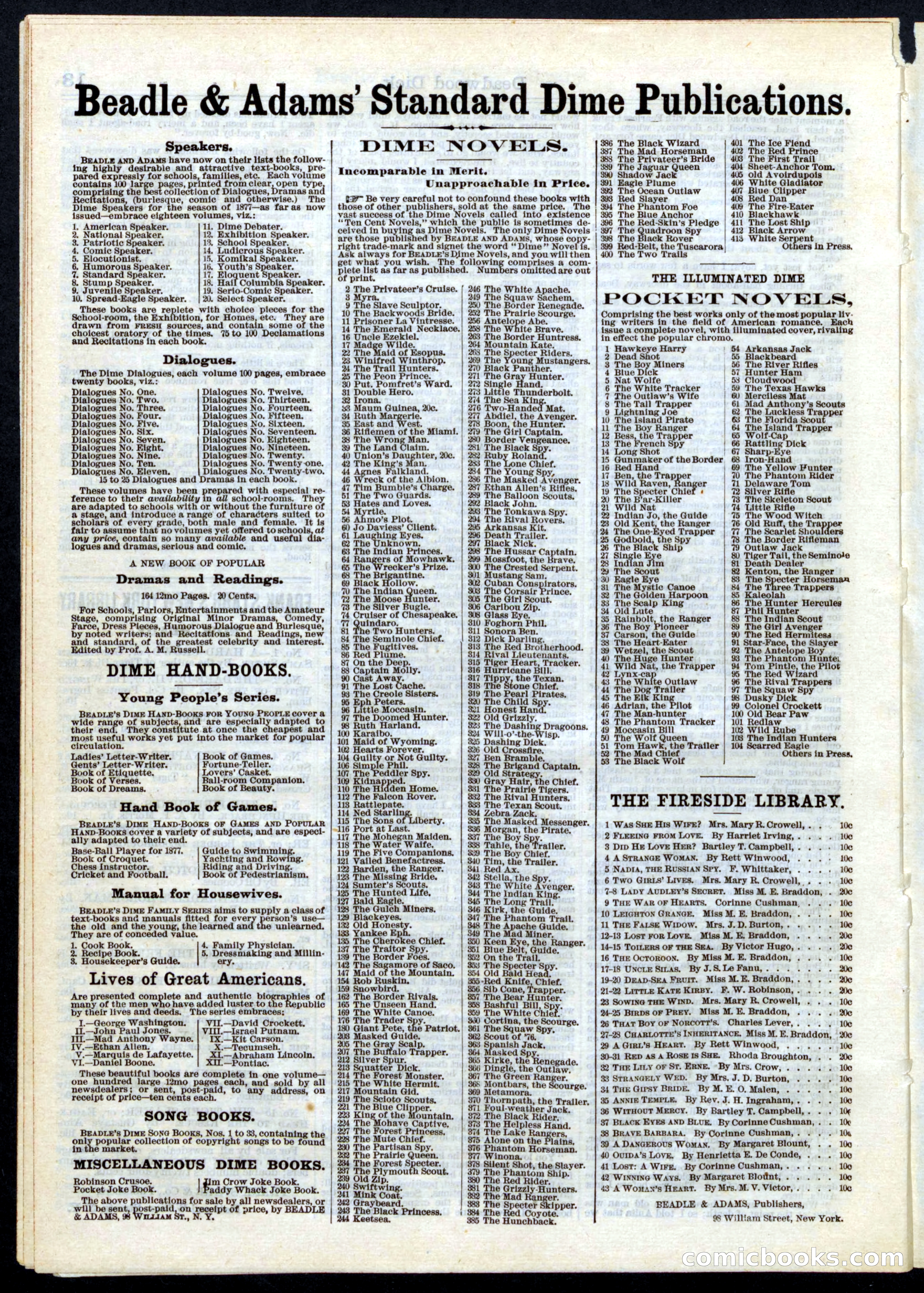 Beadle's Half Dime Library, No. 1 — page 14 of 16