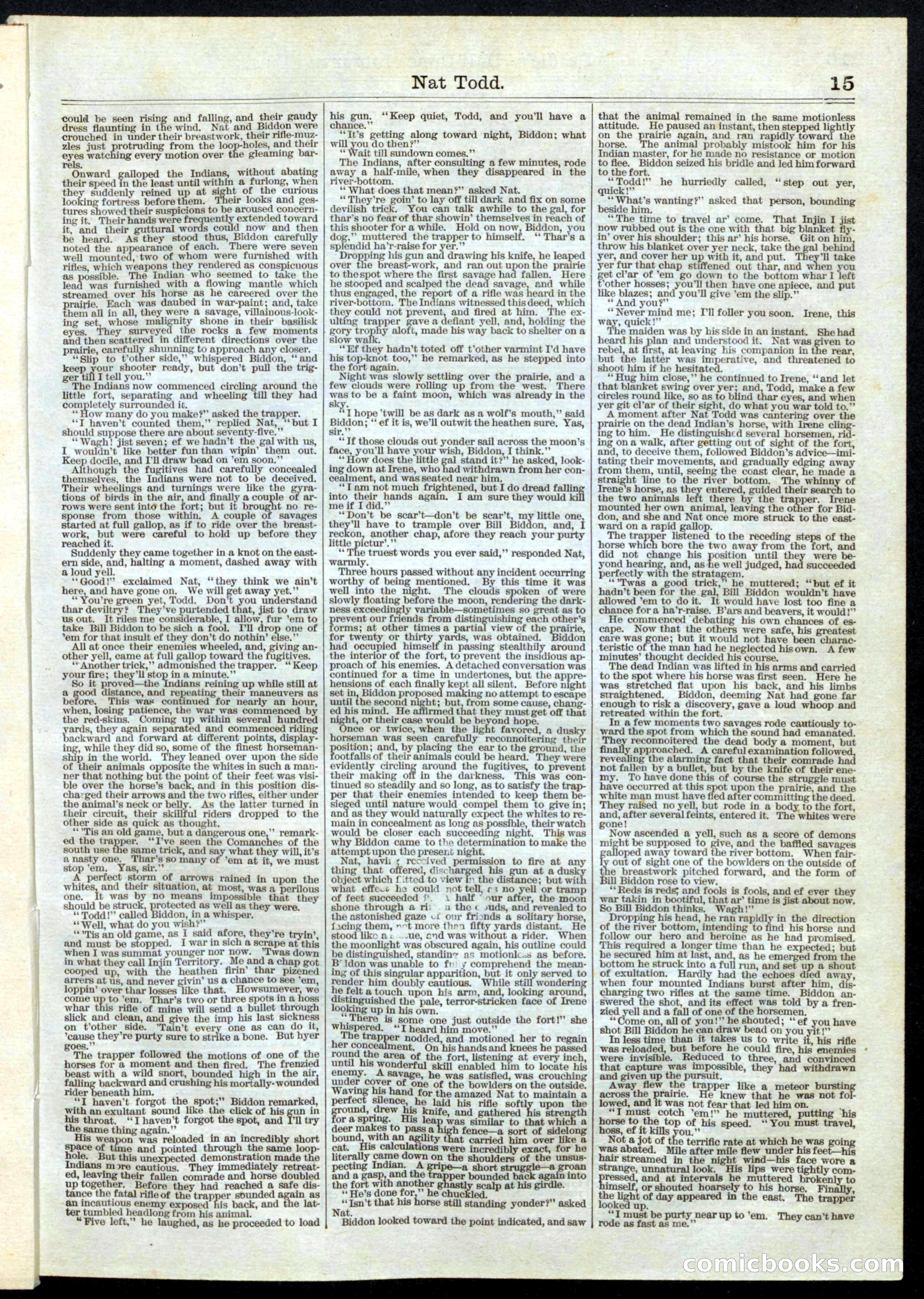 Beadle's Half Dime Library, No. 10 — page 15 of 16