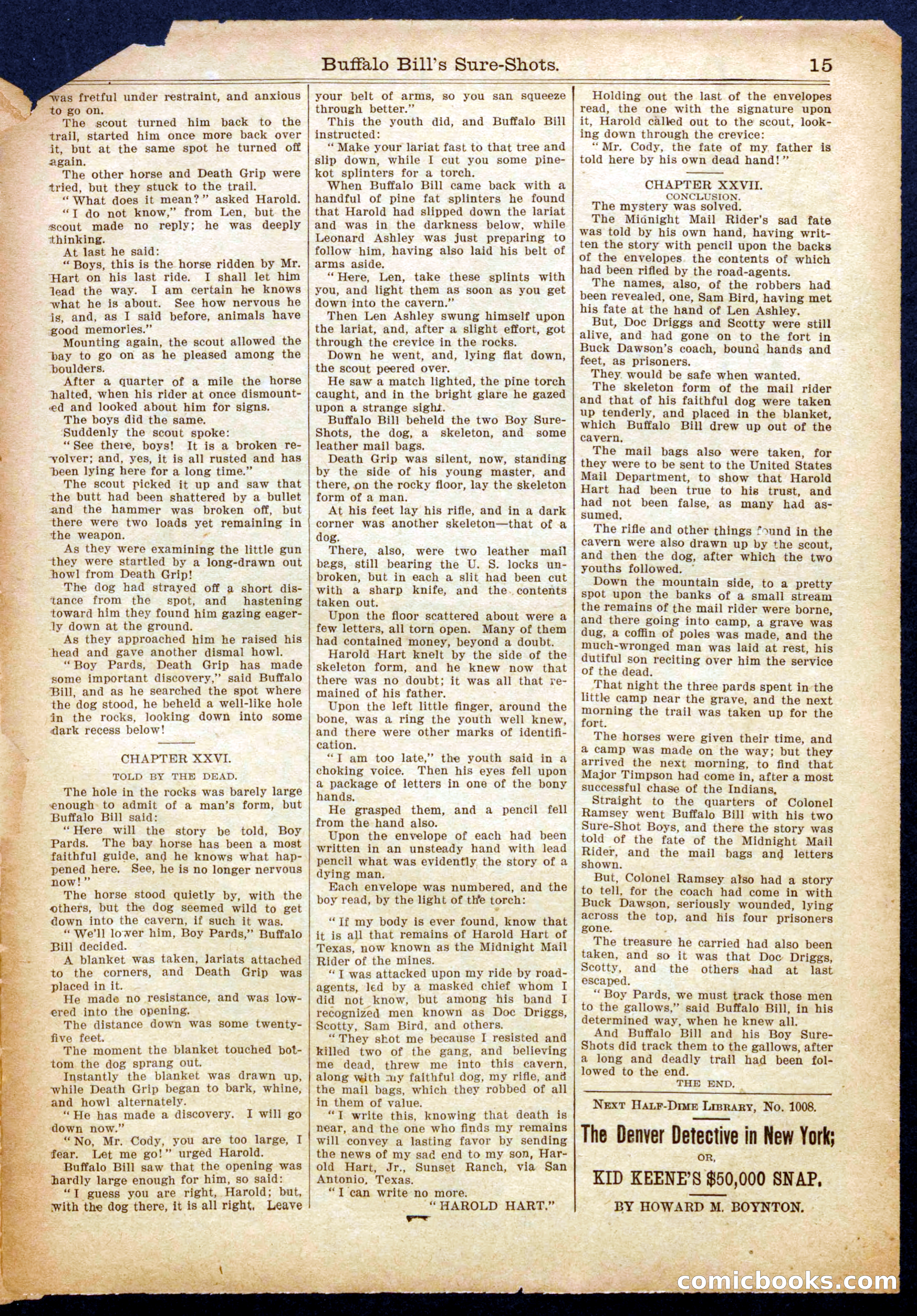 Beadle's Half Dime Library No. 1007 — page 15 of 16