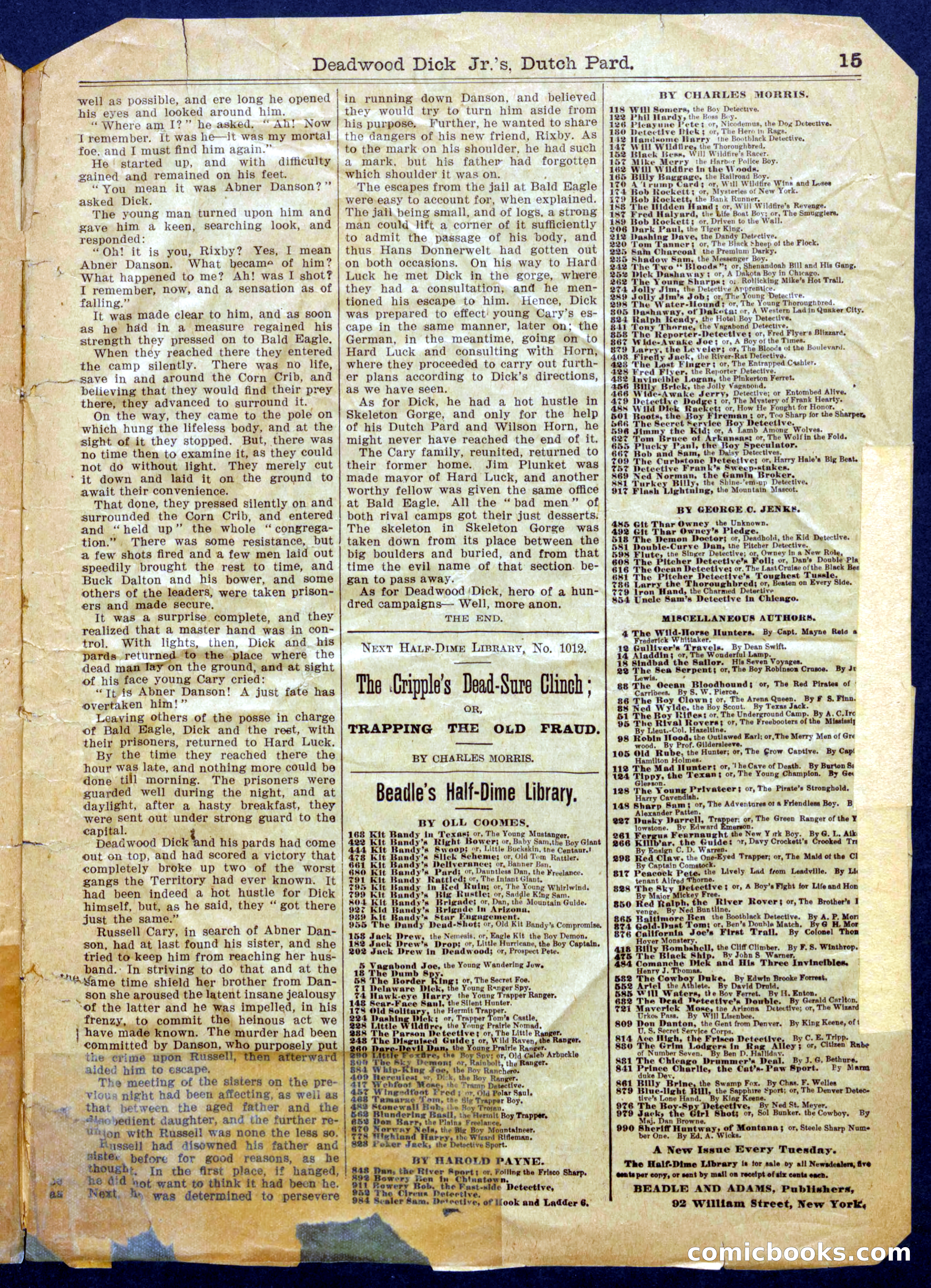 Beadle's Half Dime Library No. 1011 — page 15 of 16