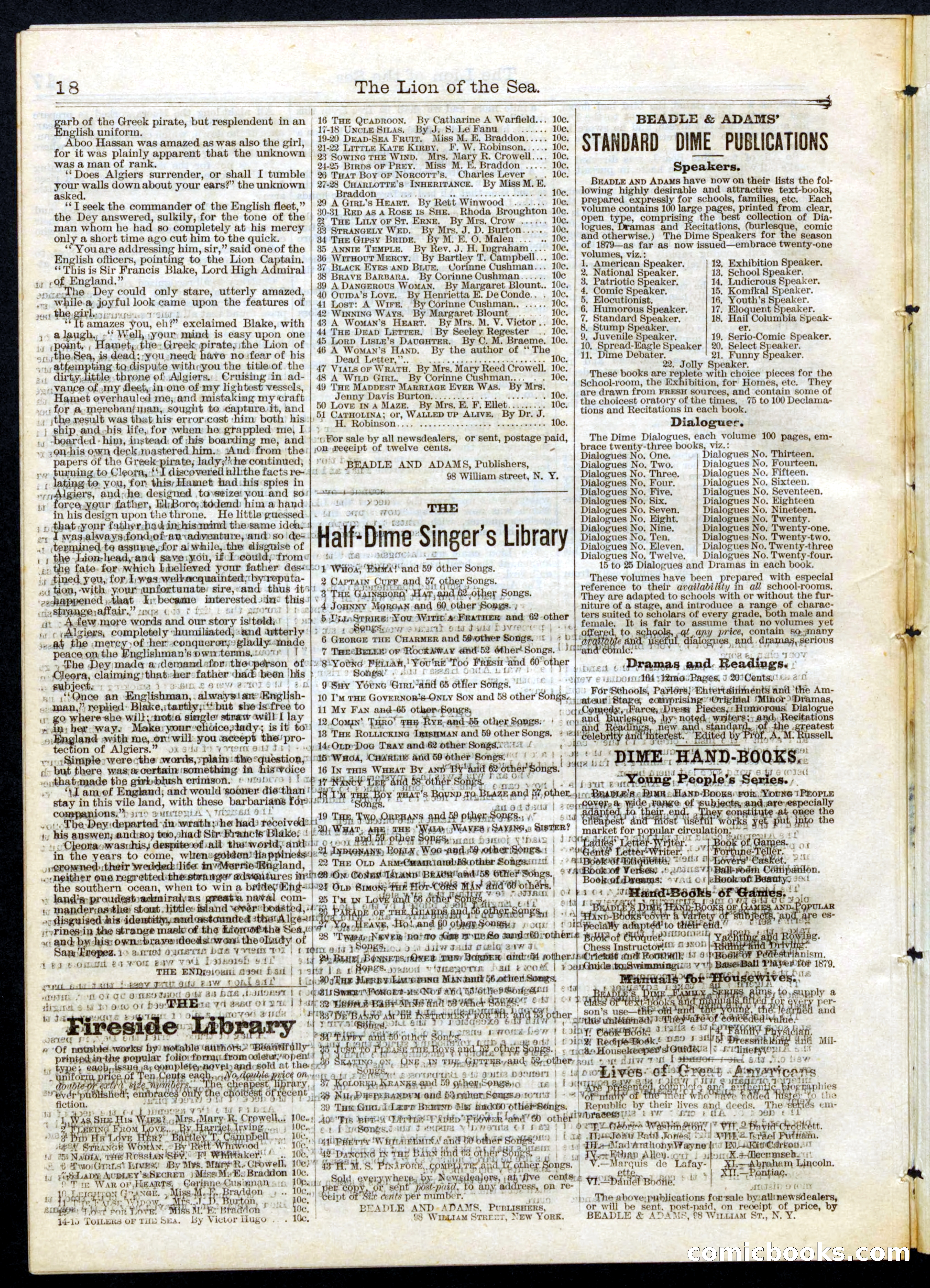 Beadle's Half Dime Library, No. 103 — page 18 of 20