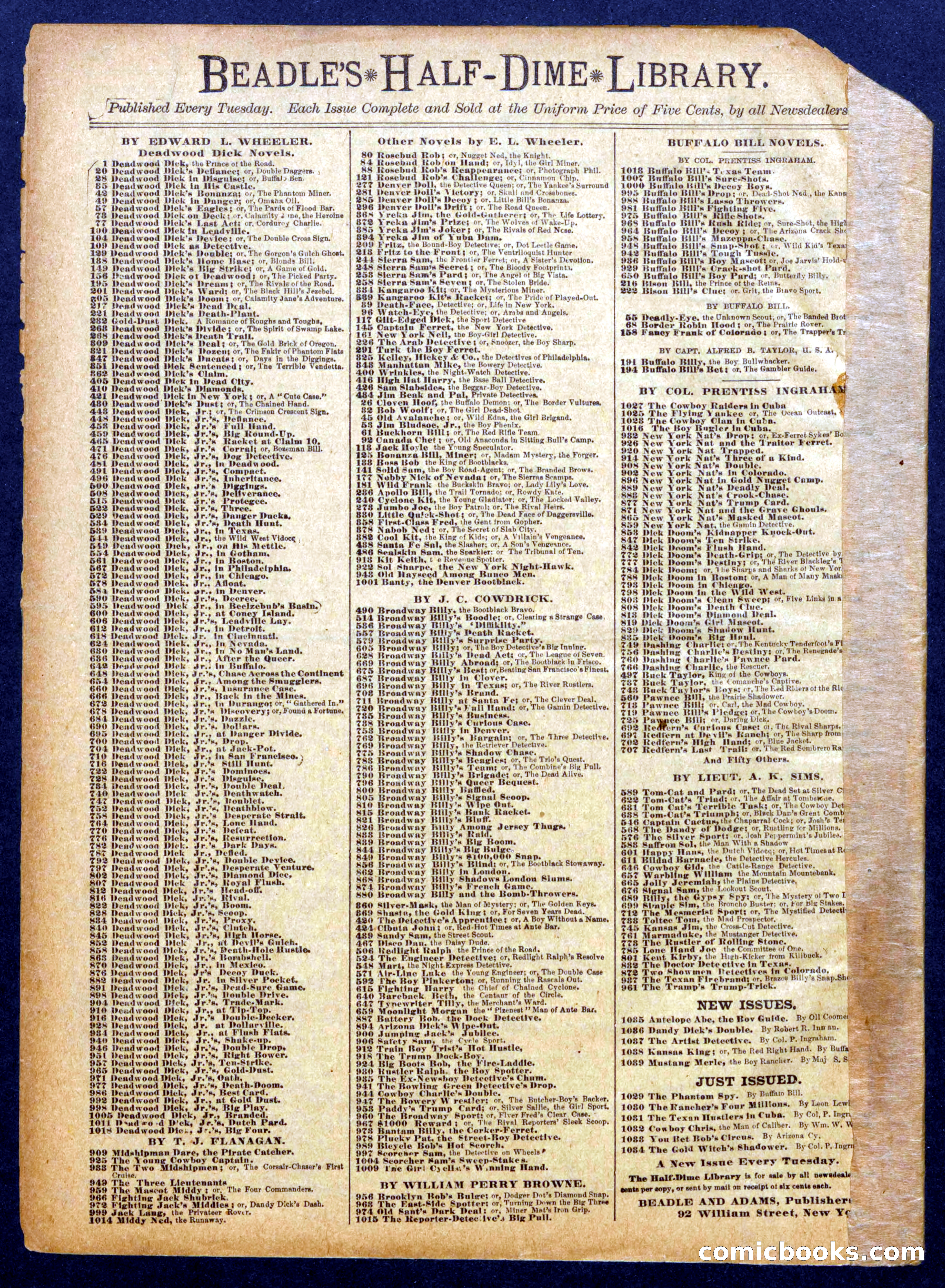 Beadle's Half Dime Library No. 1035 — page 16 of 16