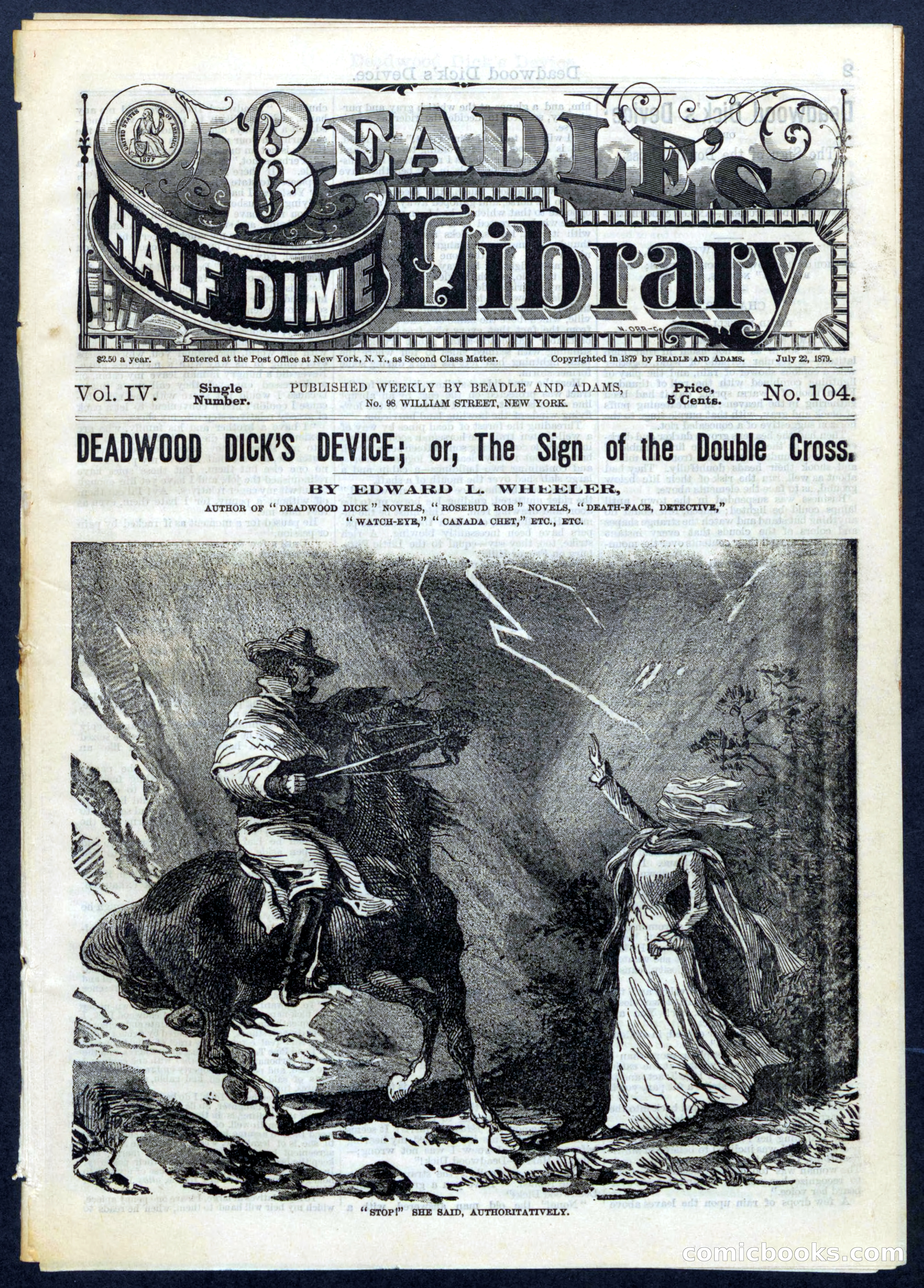 Beadle's Half Dime Library, No. 104 — page 1 of 16