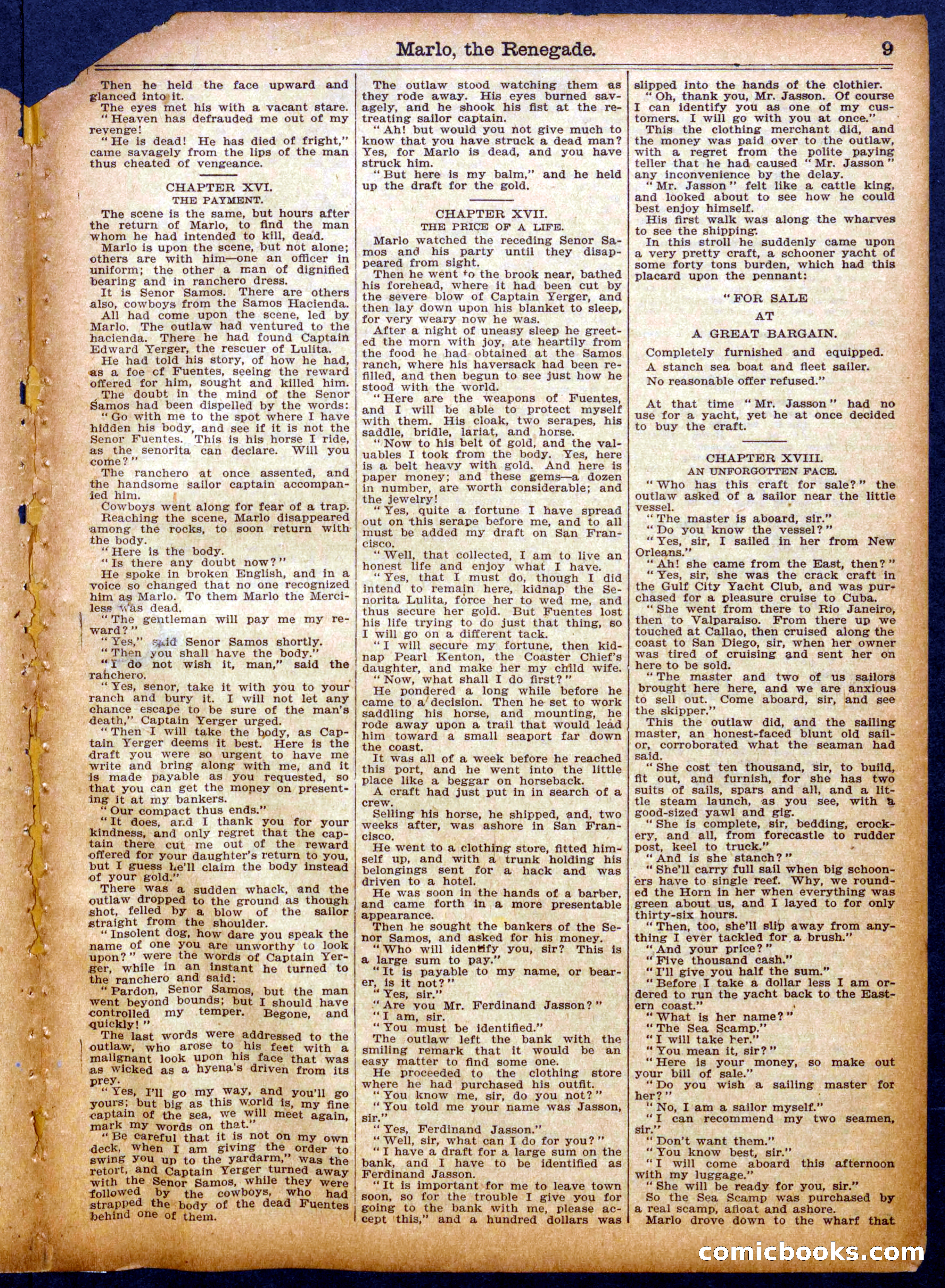 Beadle's Half Dime Library No. 1060: Marlo, the Renegade — page 9 of 16