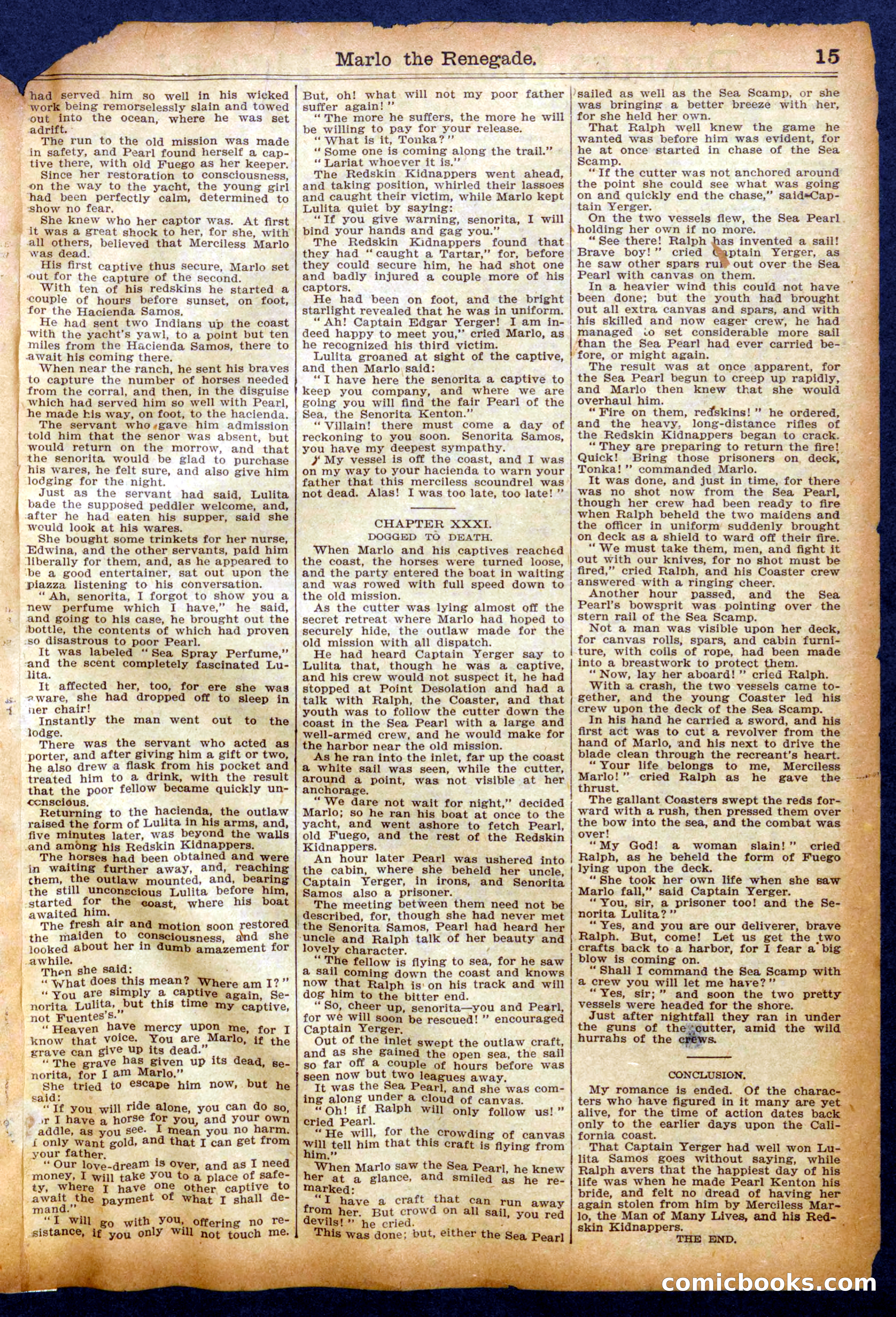Beadle's Half Dime Library No. 1060: Marlo, the Renegade — page 15 of 16