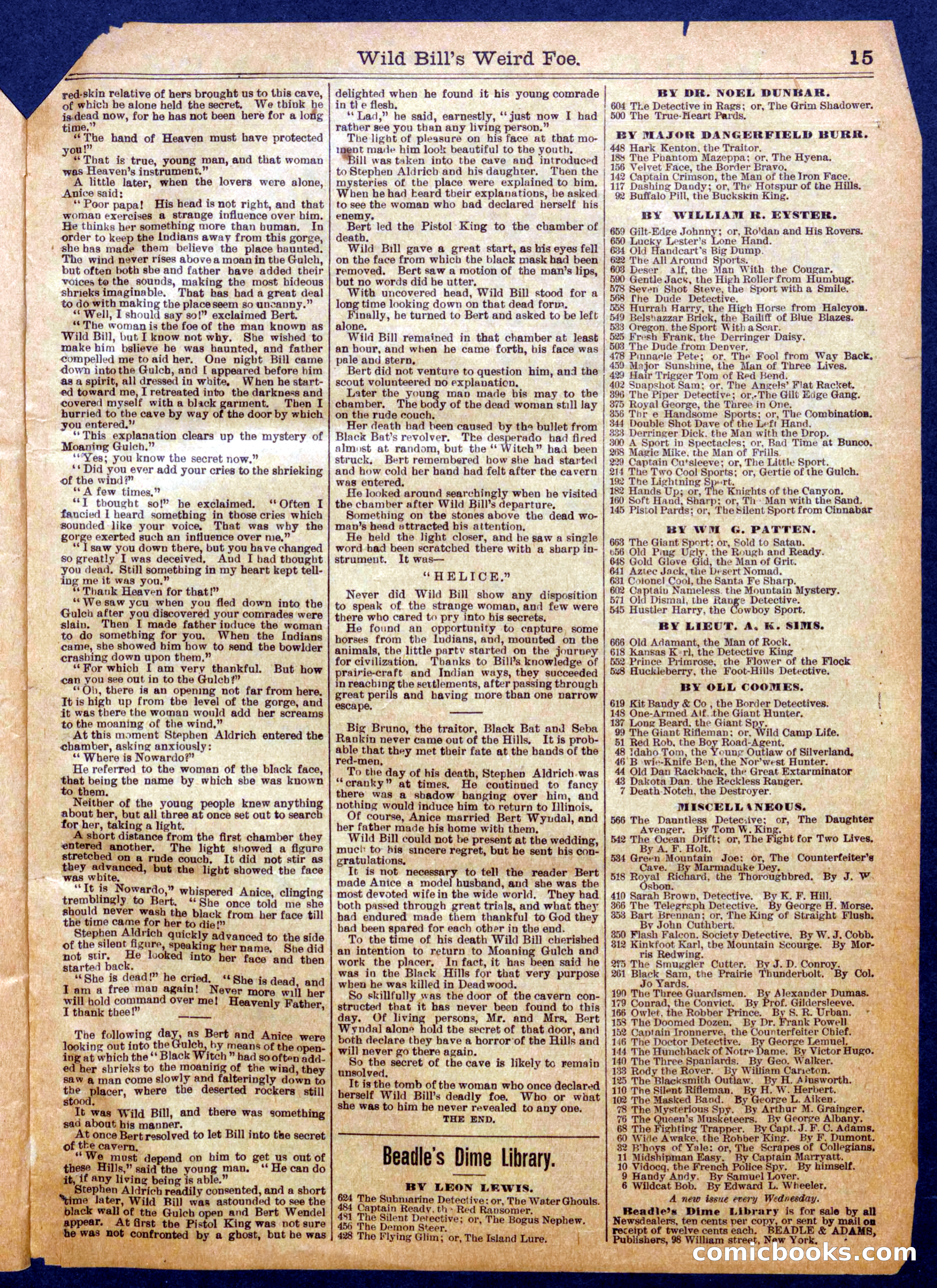 Beadle's Half Dime Library No. 1063 — page 15 of 16