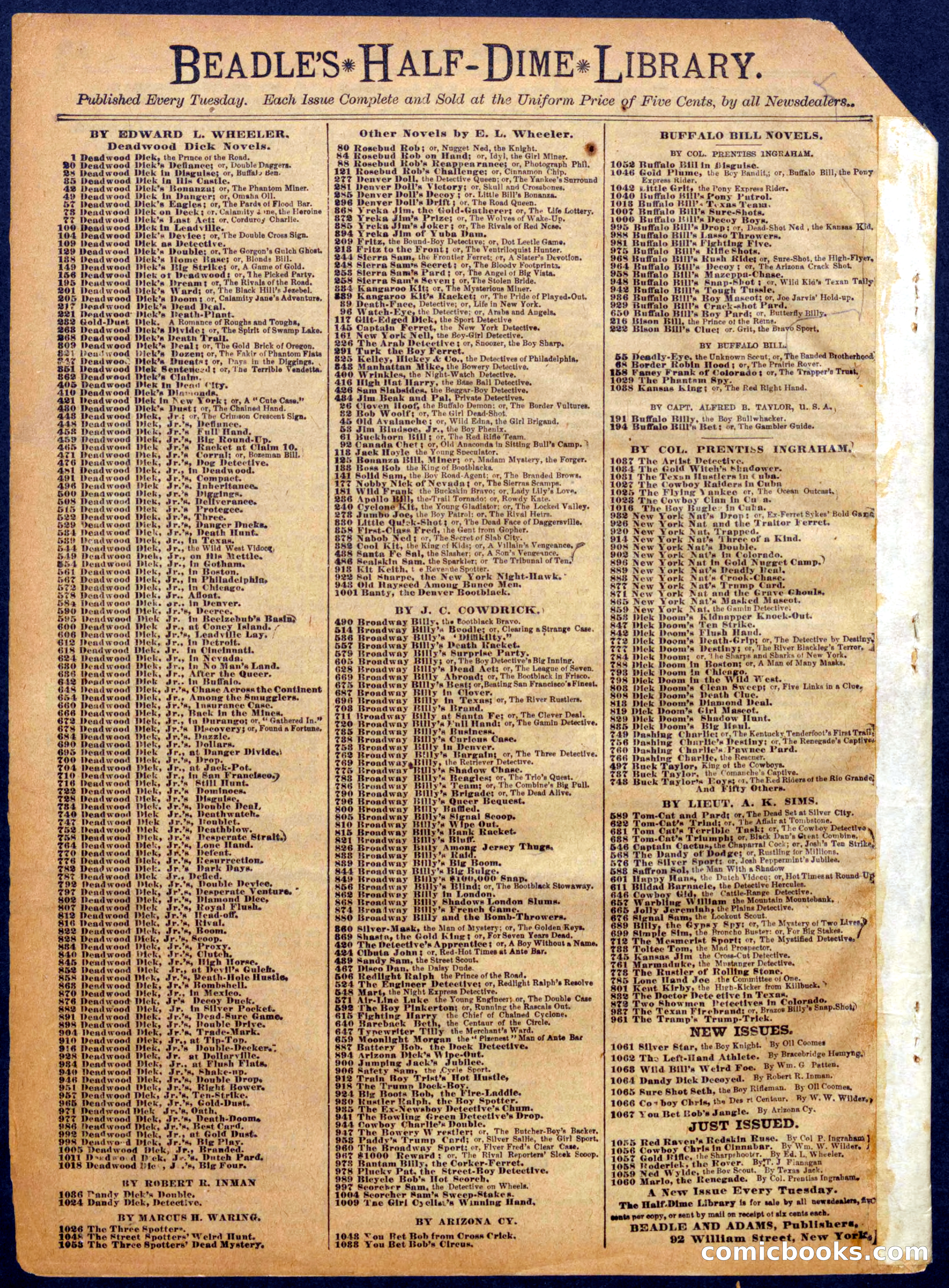 Beadle's Half Dime Library No. 1063 — page 16 of 16
