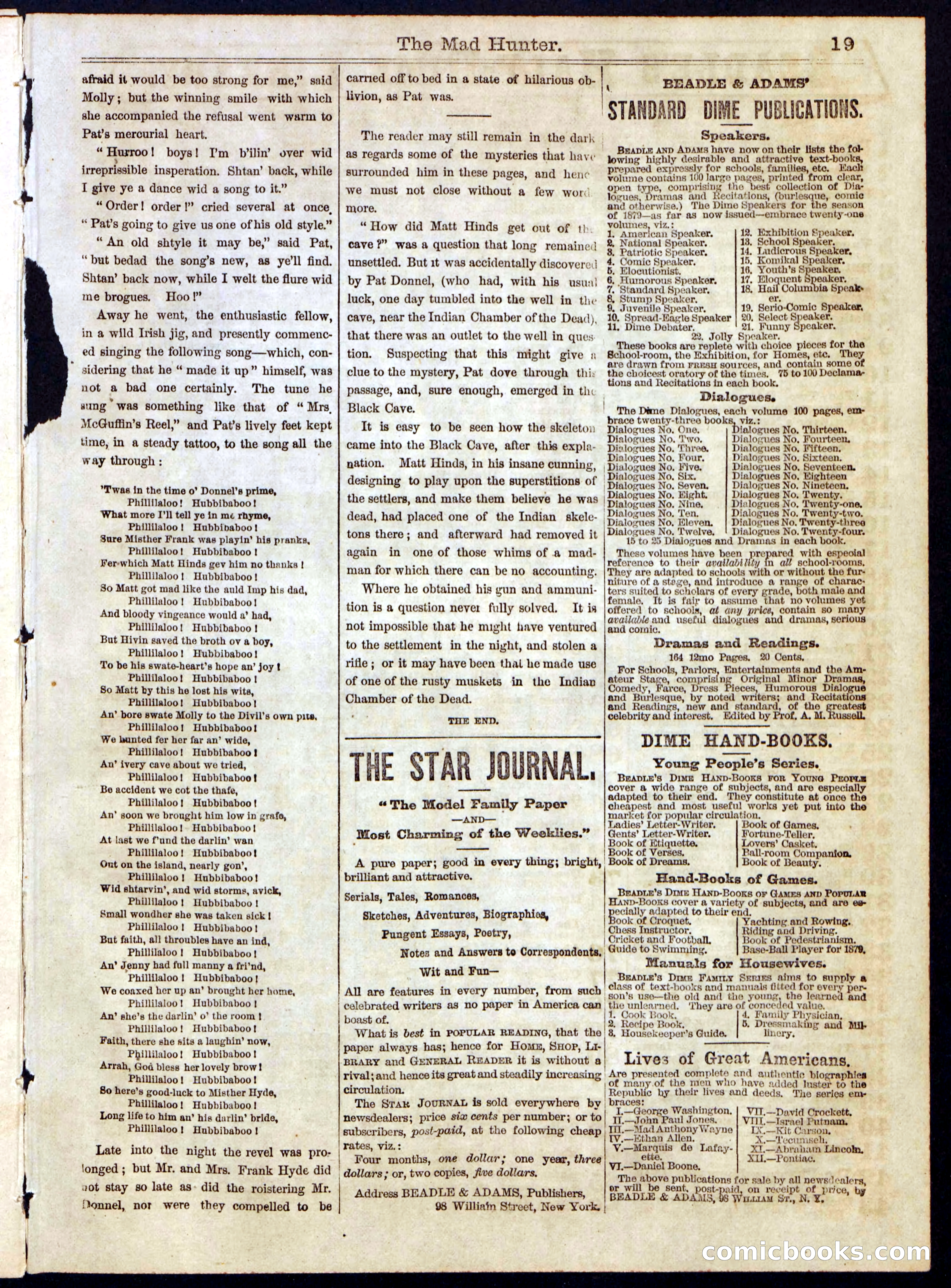 Beadle's Half Dime Library No. 112 — page 19 of 20
