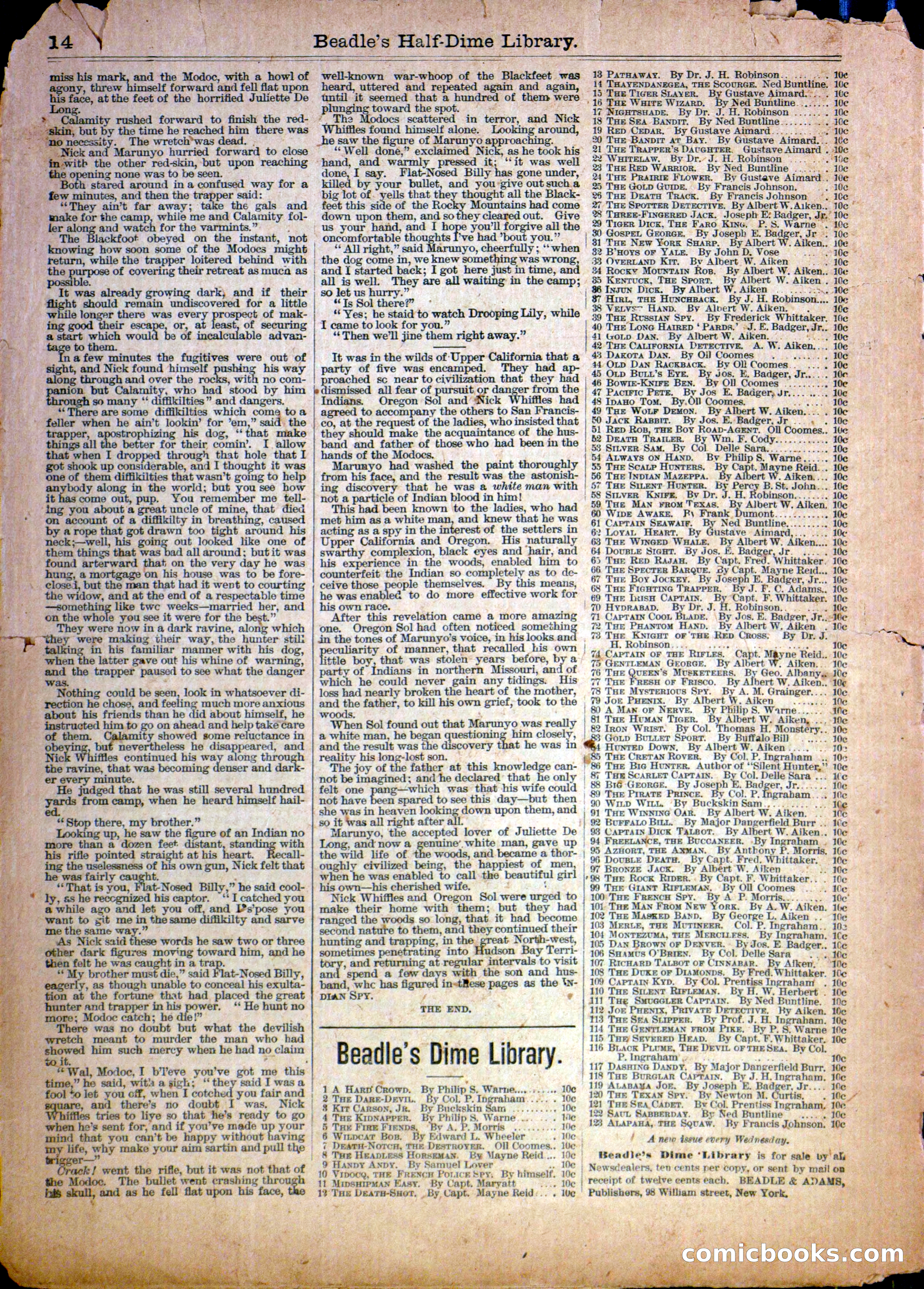 Beadle's Half Dime Library, No. 1140 — page 14 of 16