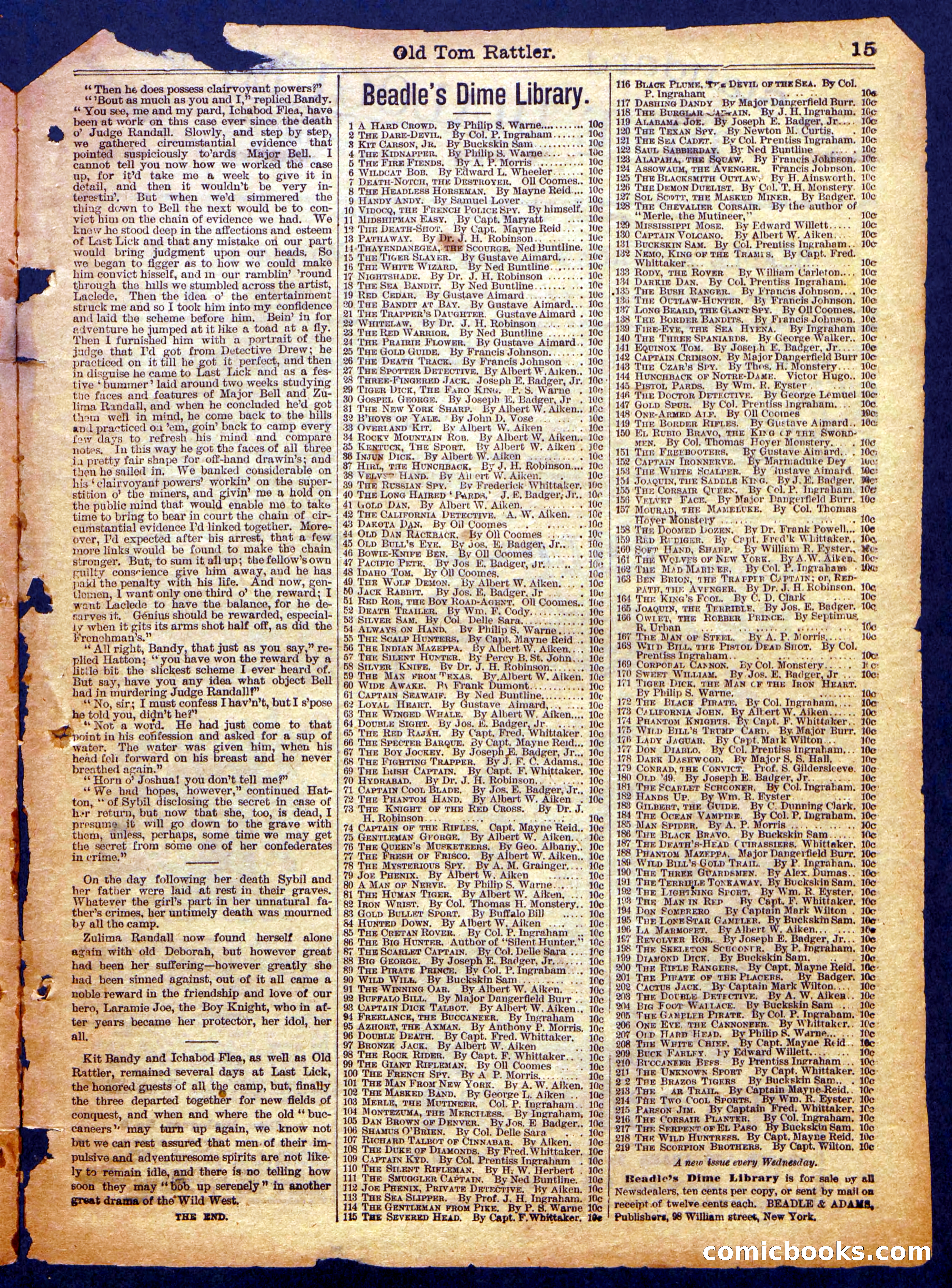 Beadle's Half Dime Library No. 1162 — page 15 of 16