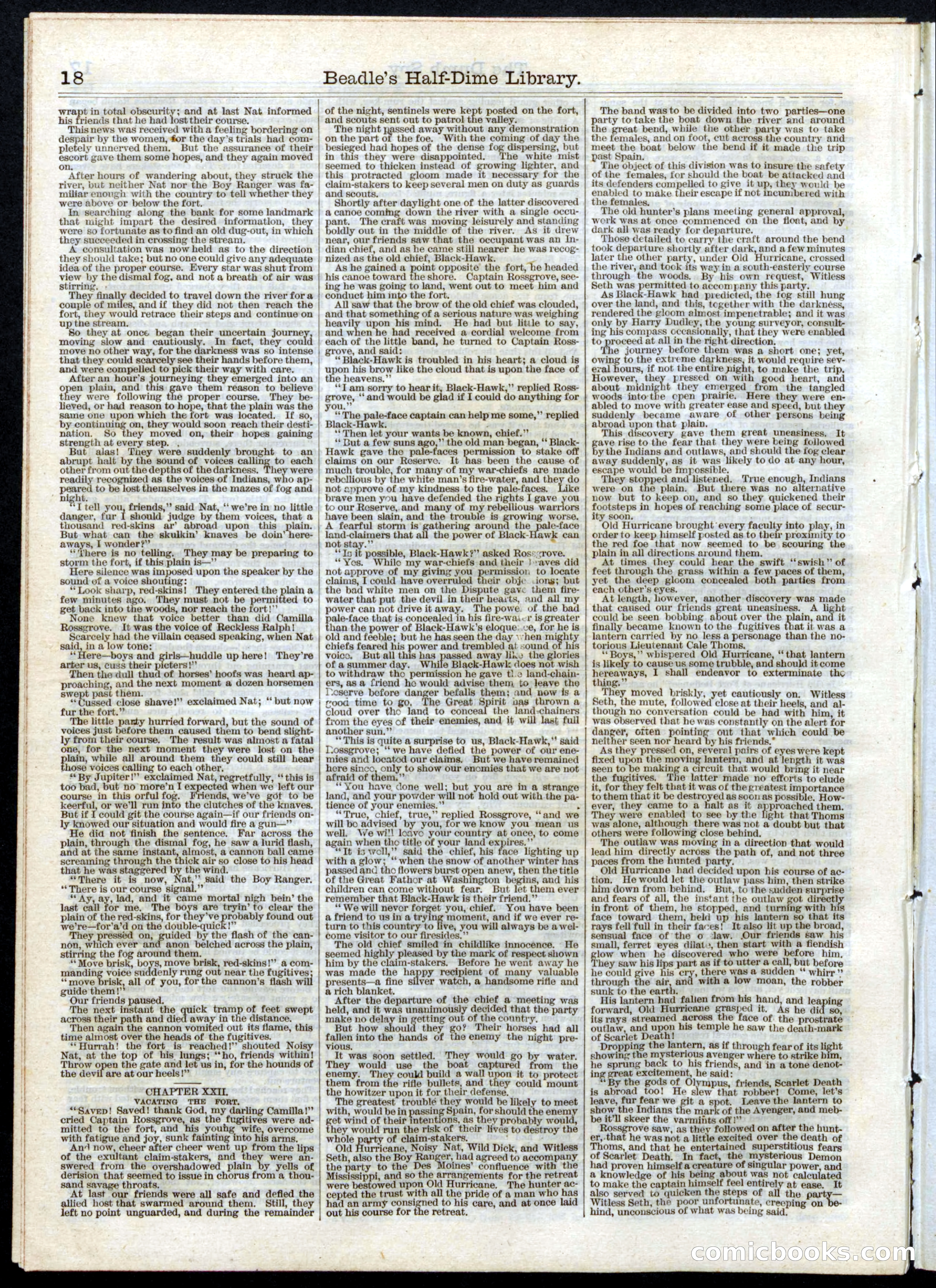 Beadle's Half Dime Library, No. 13 — page 18 of 20