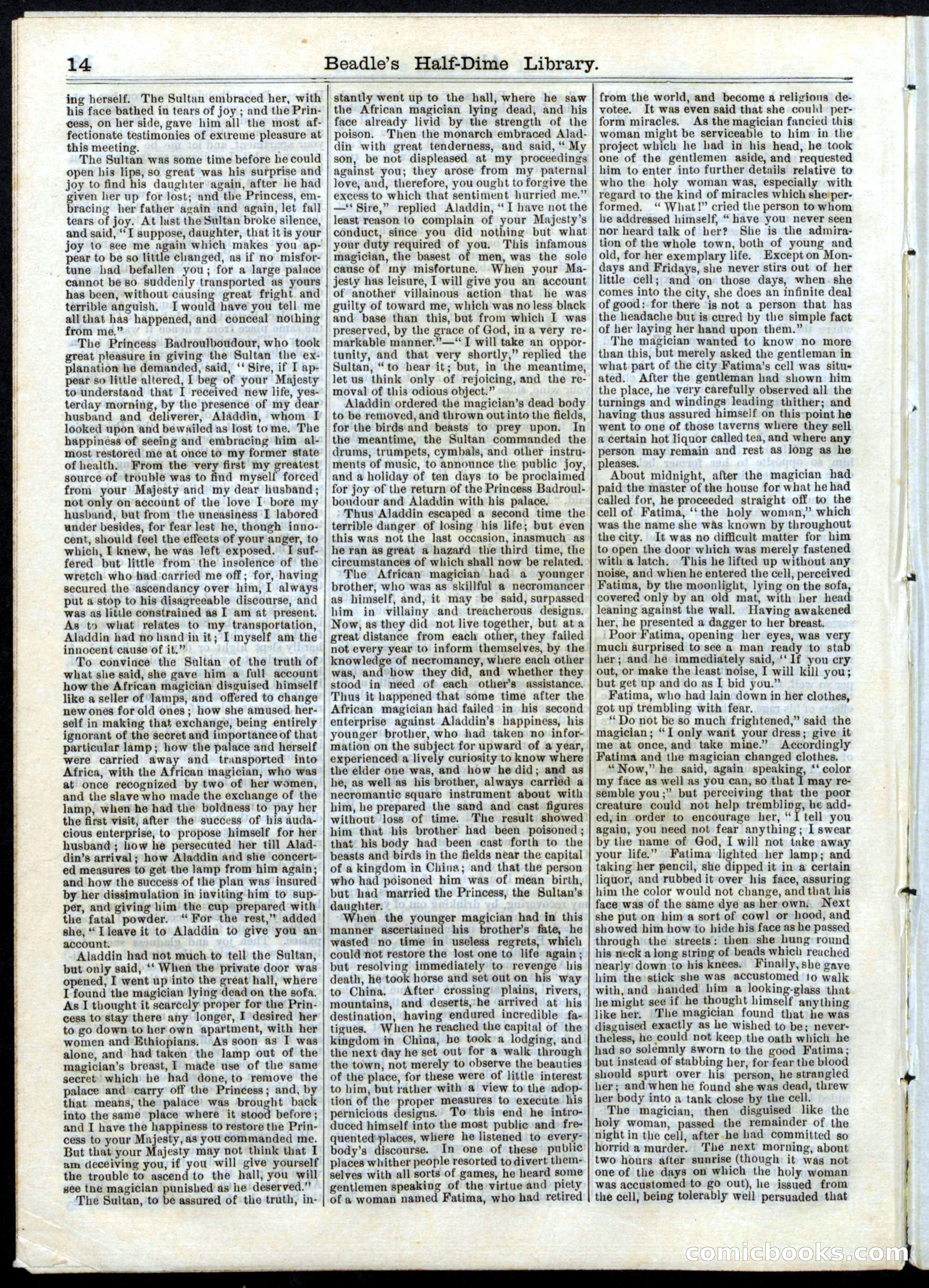 Beadle's Half Dime Library, No. 14 — page 14 of 16