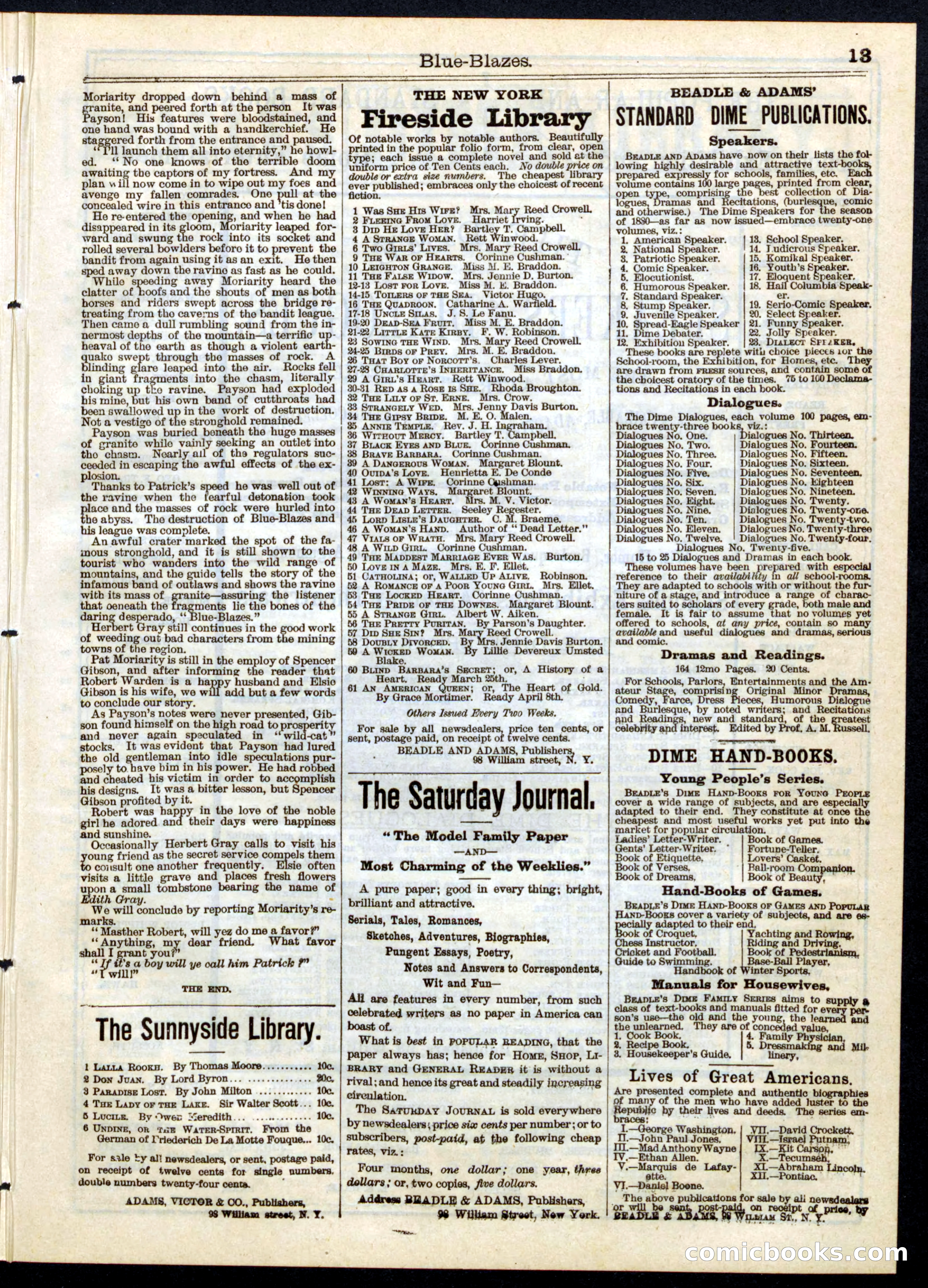 Beadle's Half Dime Library, No. 140 — page 13 of 16