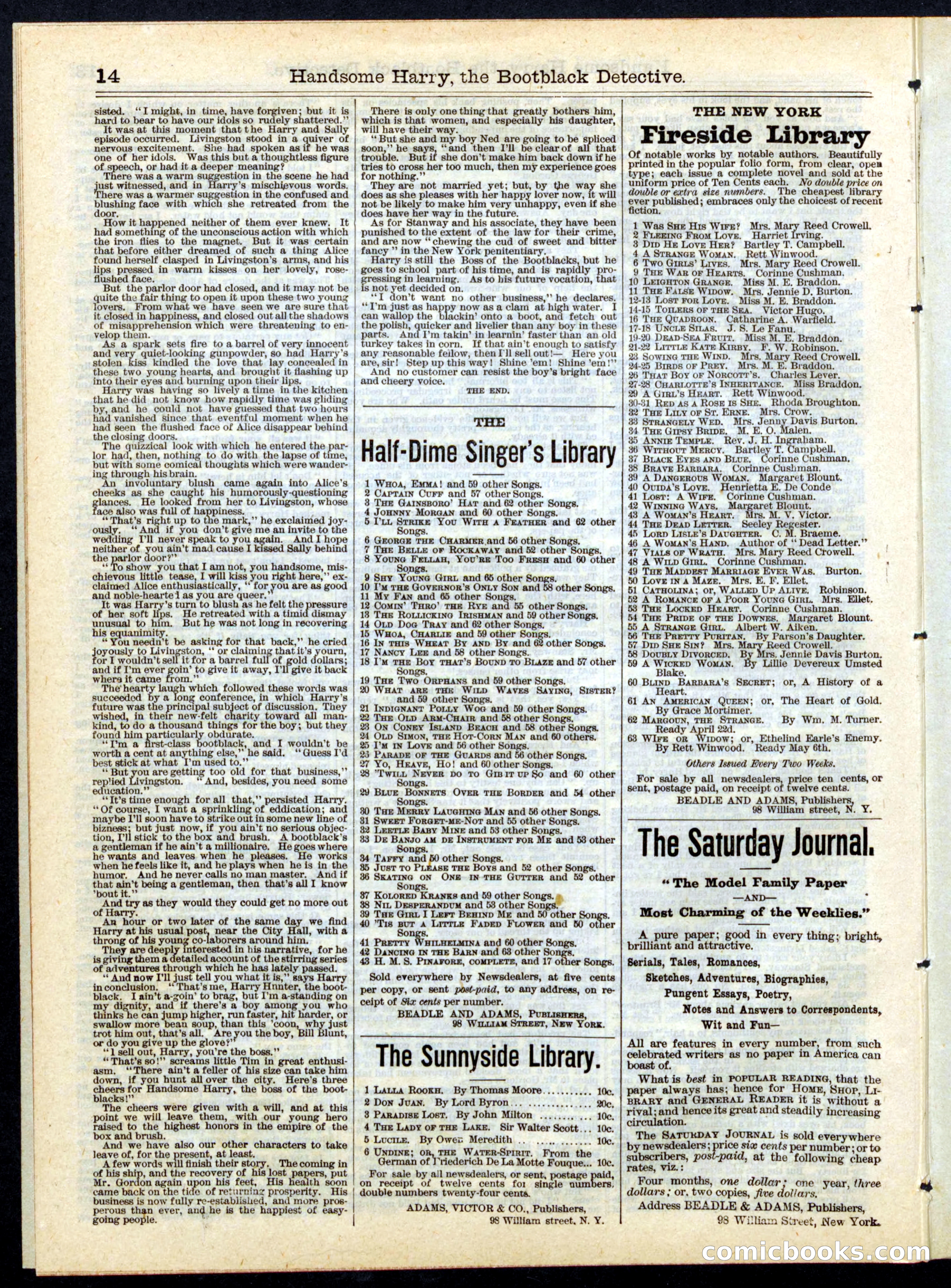 Beadle's Half Dime Library, No. 142 — page 14 of 16