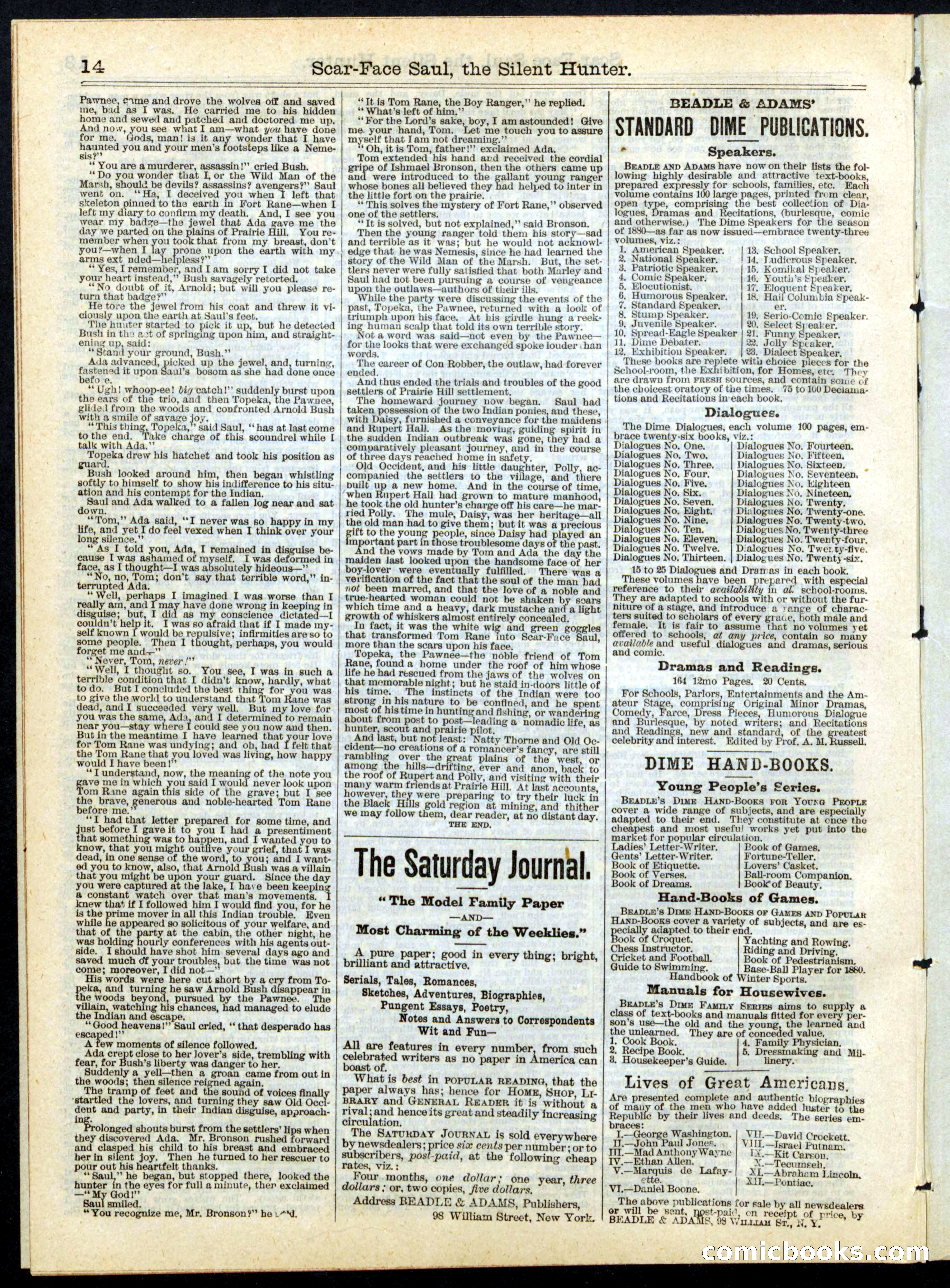 Beadle's Half Dime Library, No. 143 — page 14 of 16