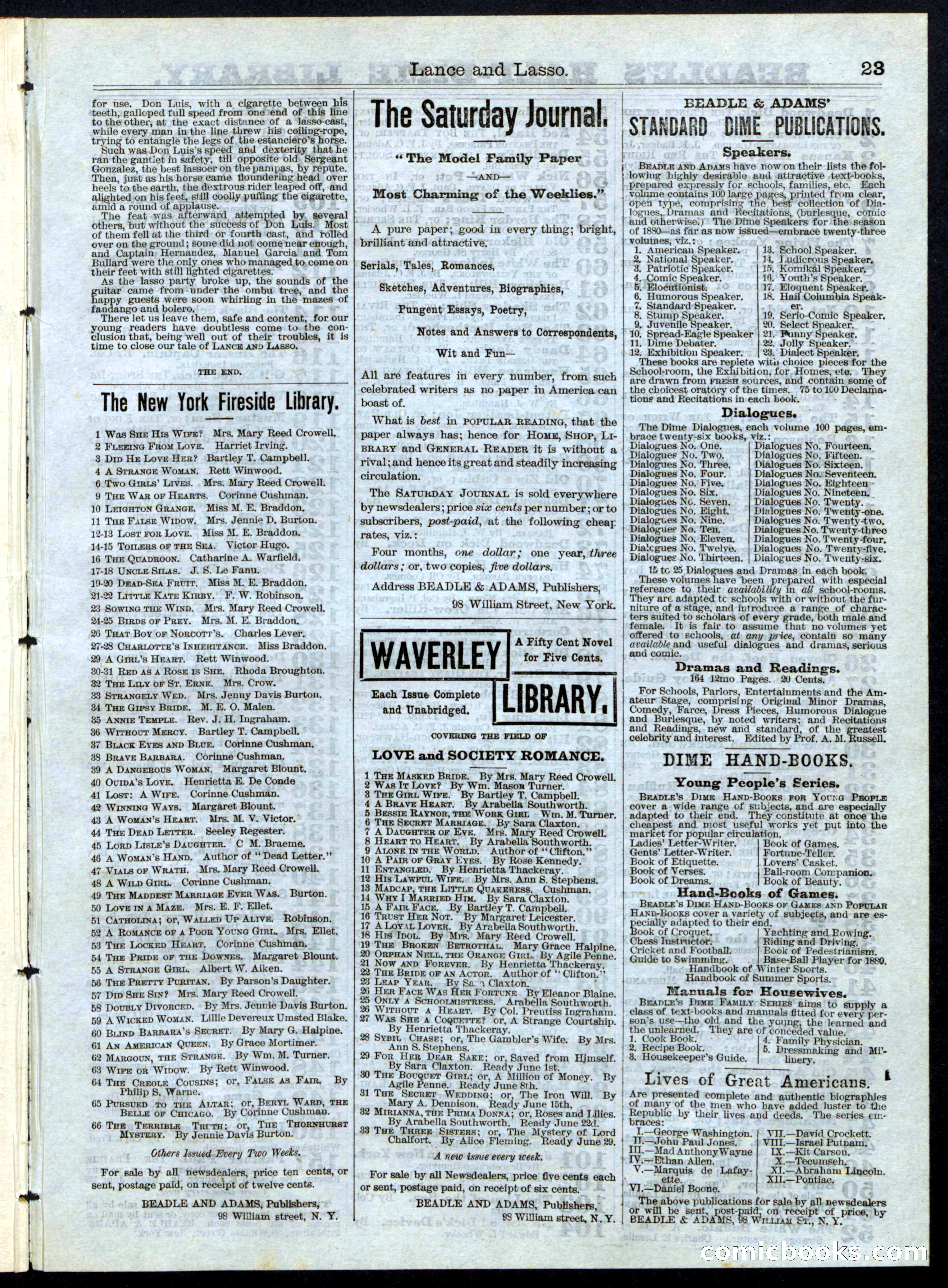 Beadle's Half Dime Library, No. 150 — page 23 of 24
