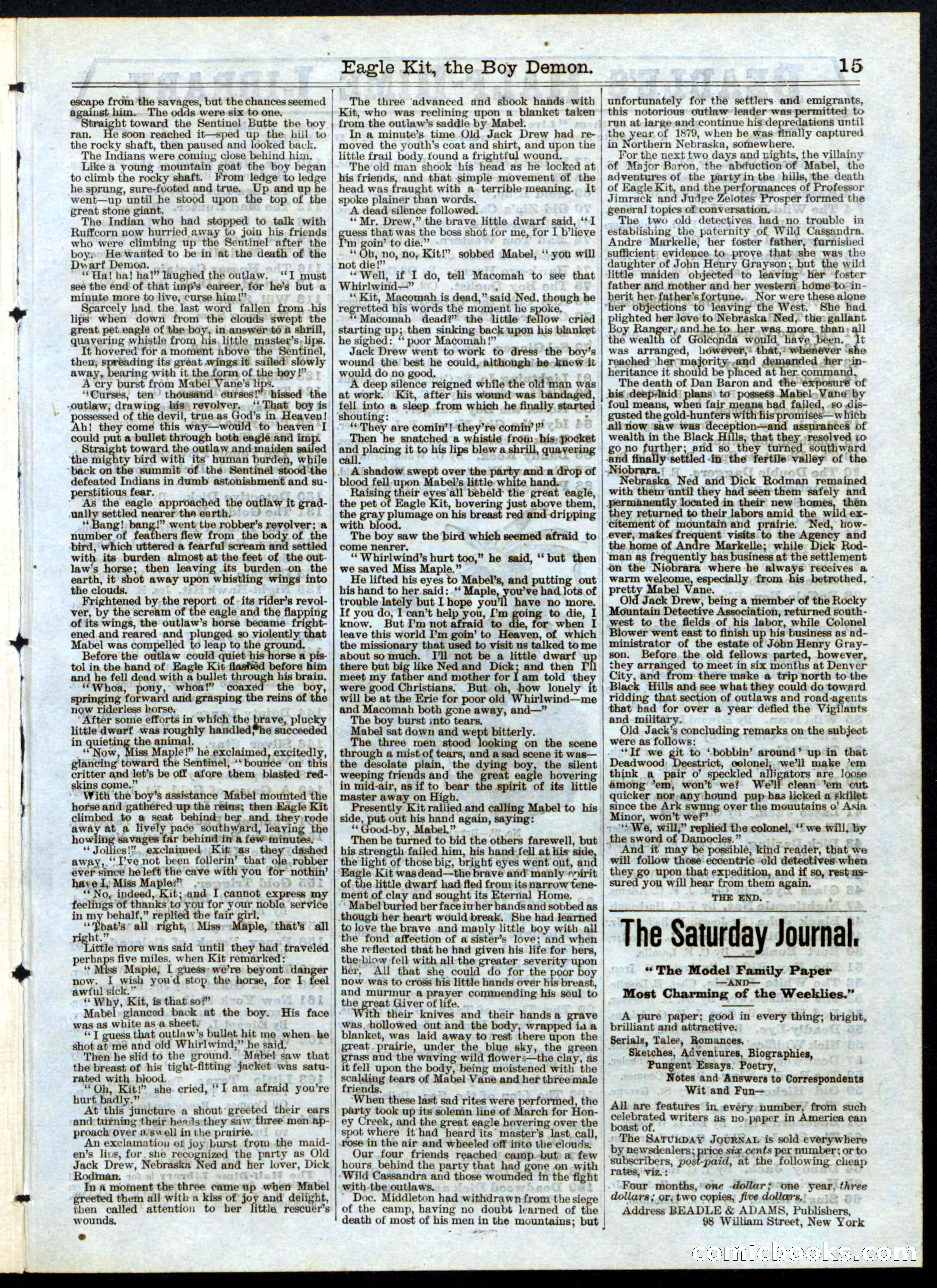 Beadle's Half Dime Library No. 153 — page 15 of 16