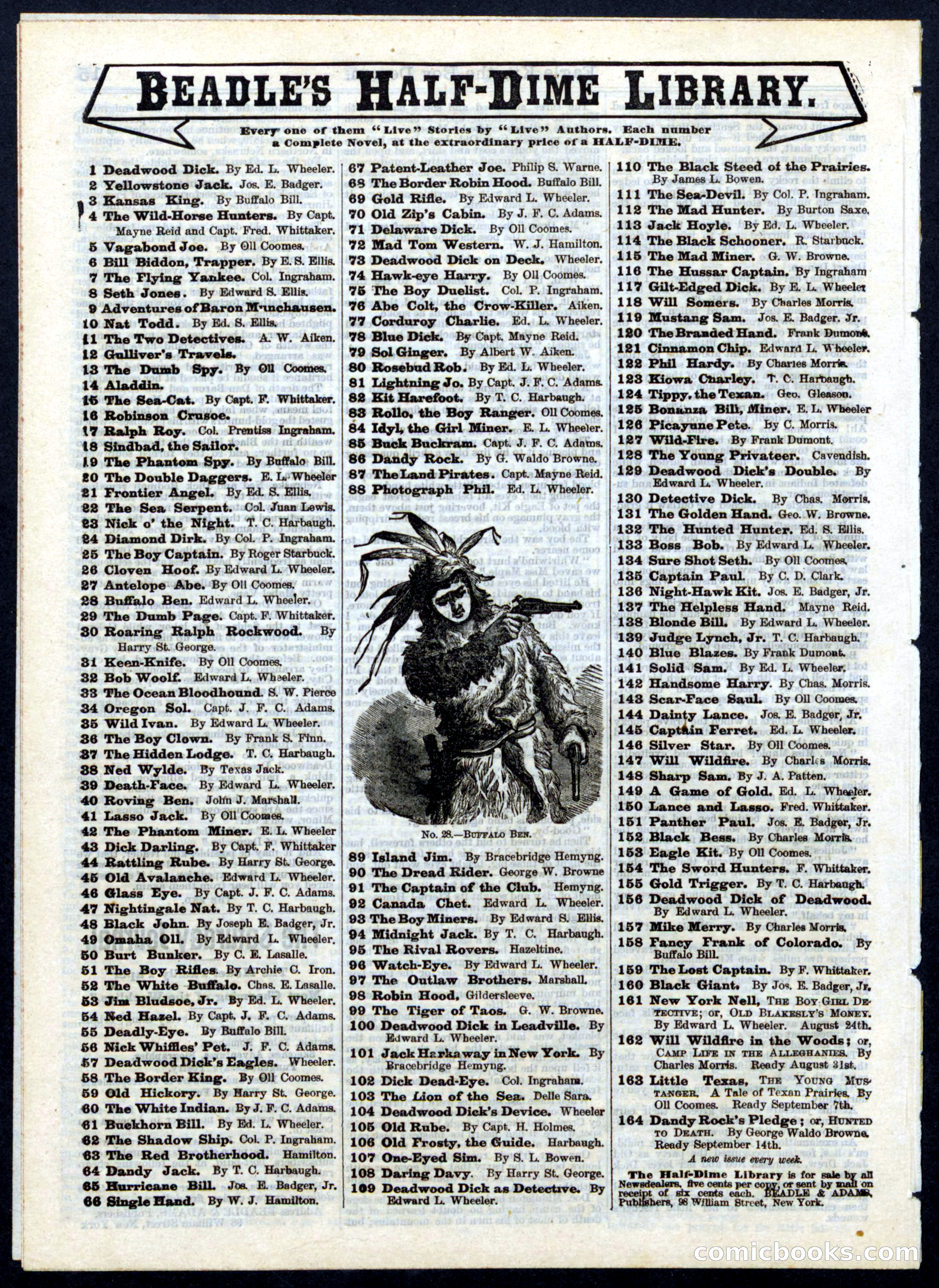 Beadle's Half Dime Library No. 153 — page 16 of 16