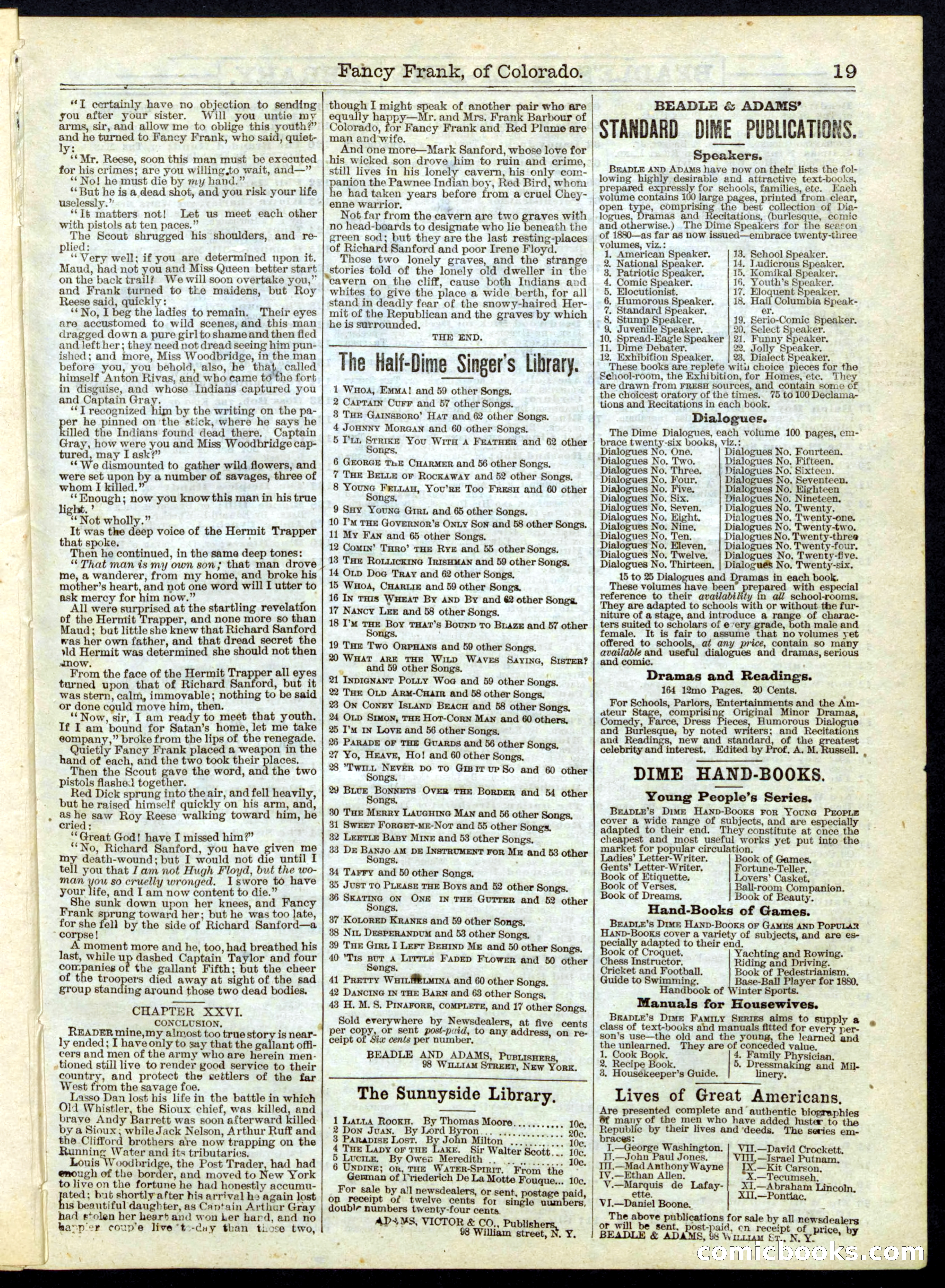 Beadle's Half Dime Library No. 158 — page 19 of 20