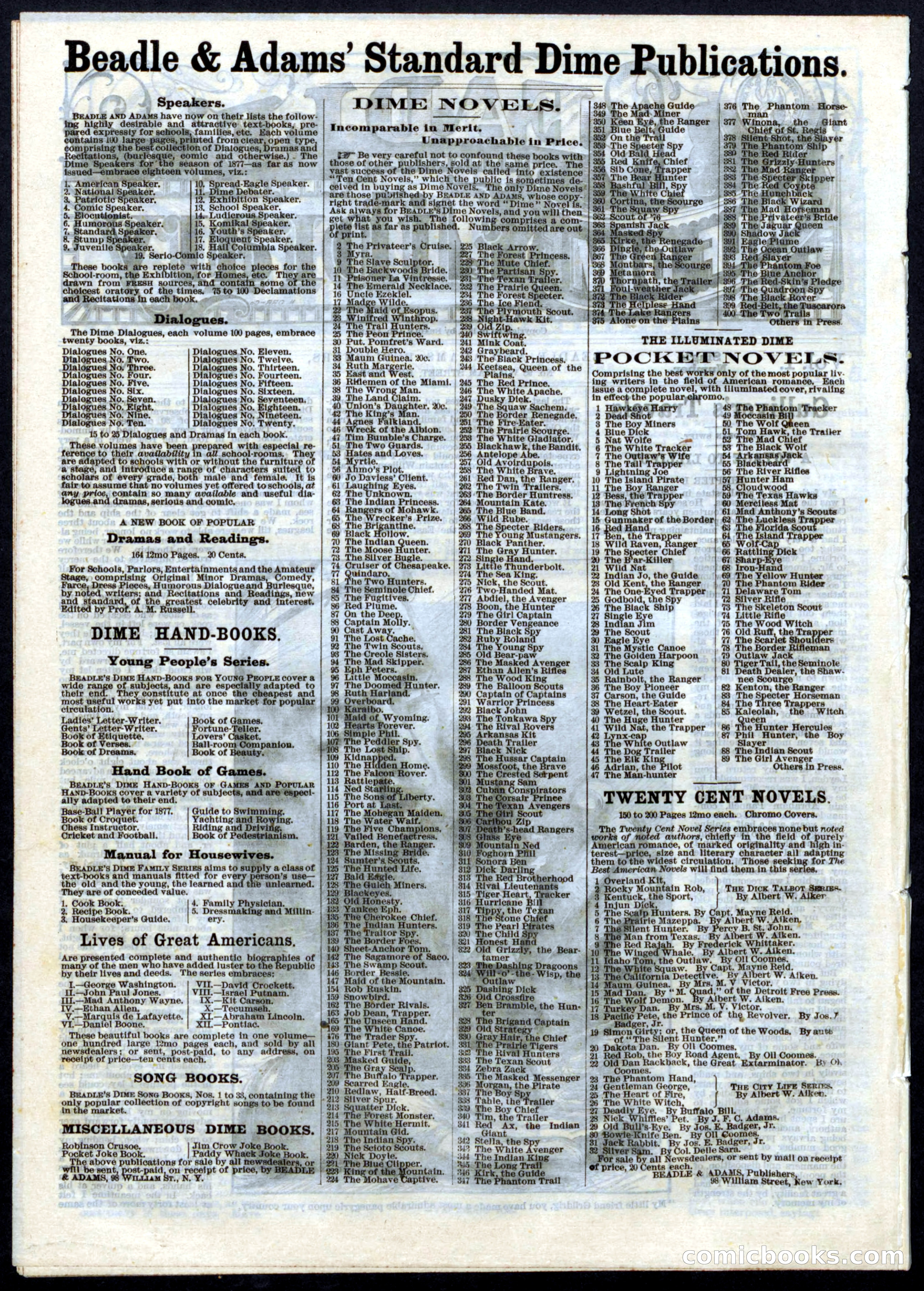 Beadle's Half Dime Library, No. 16 — page 32 of 32