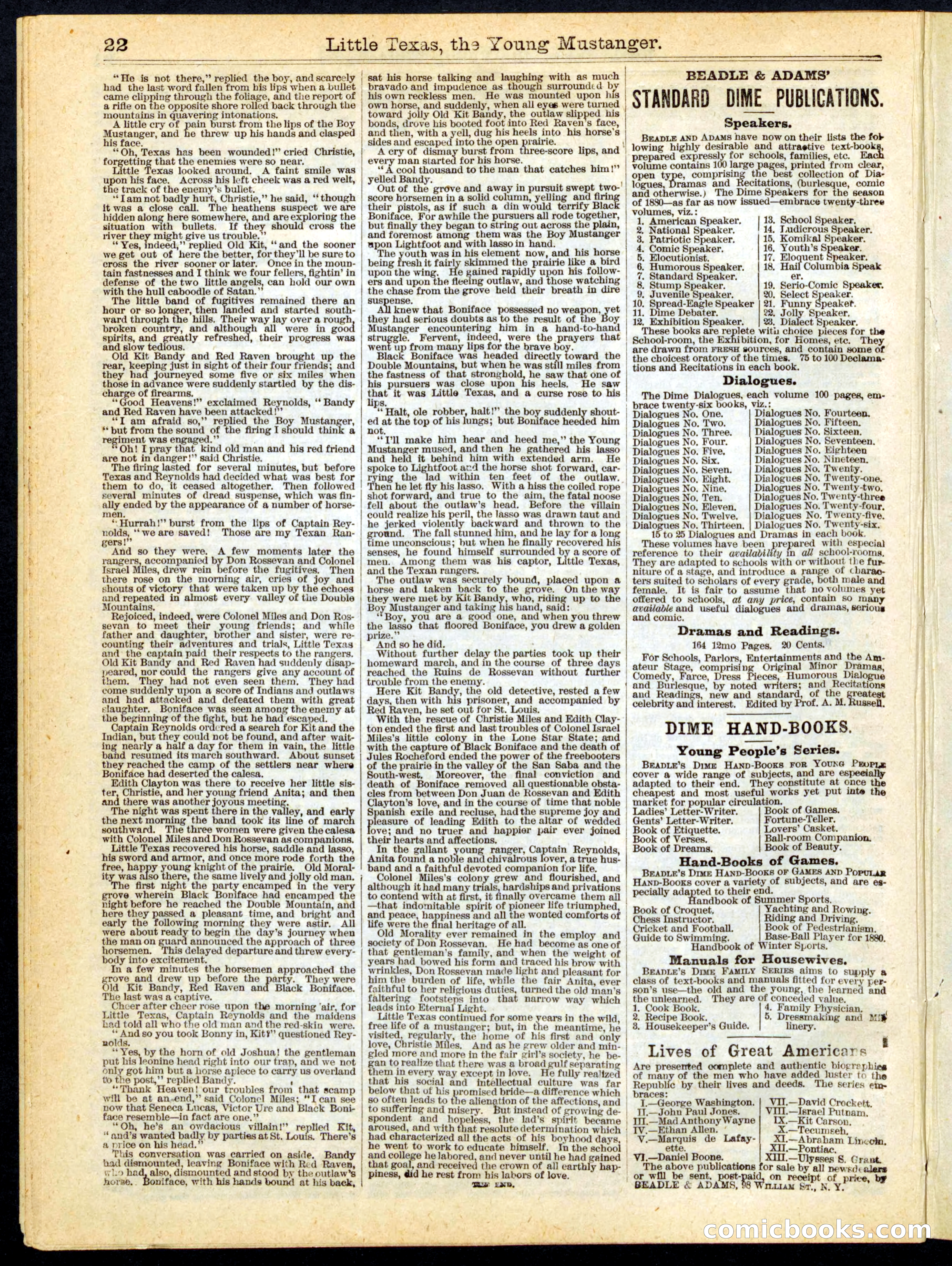 Beadle's Half Dime Library No. 163 — page 22 of 24