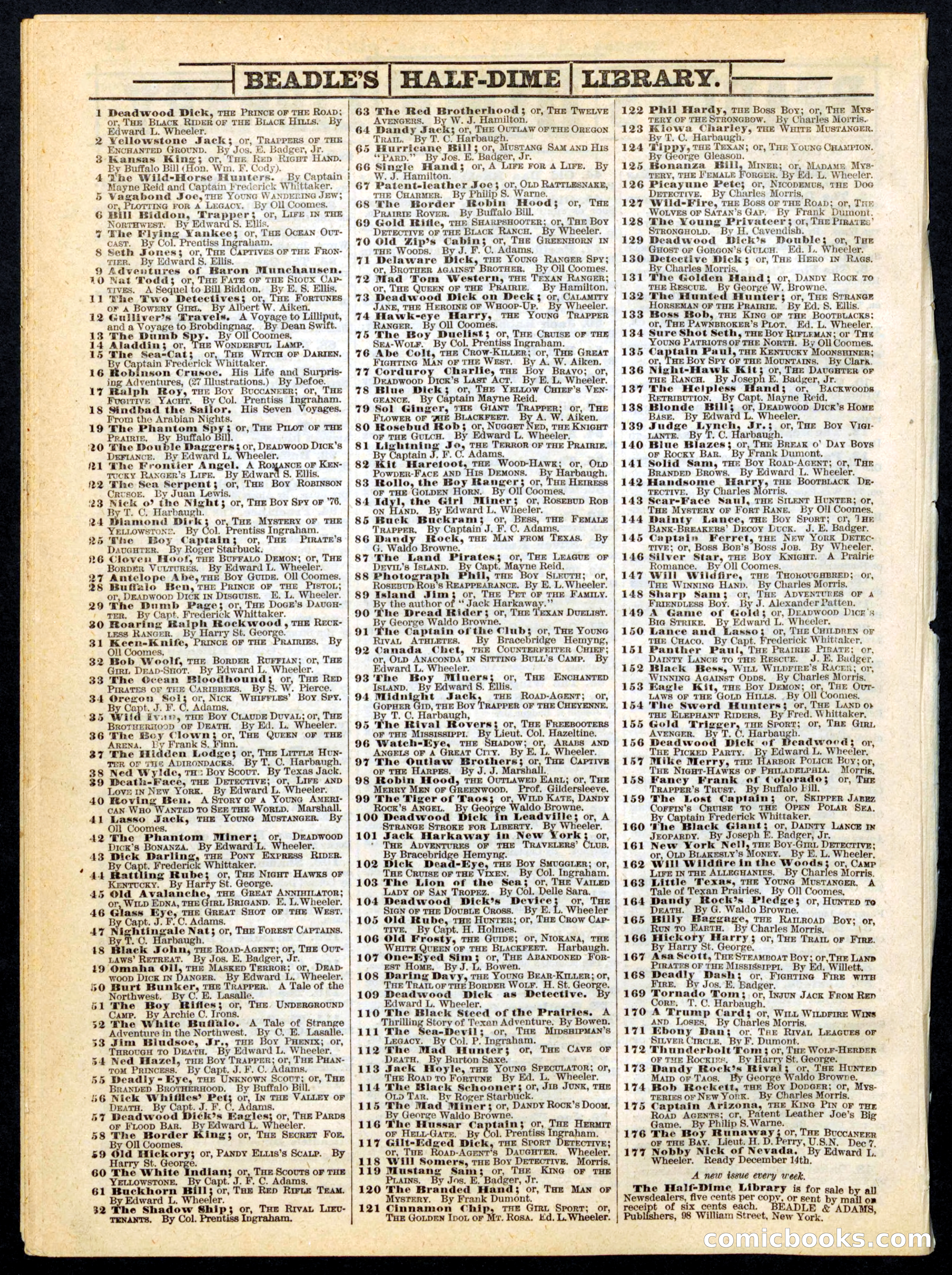Beadle's Half Dime Library No. 163 — page 24 of 24